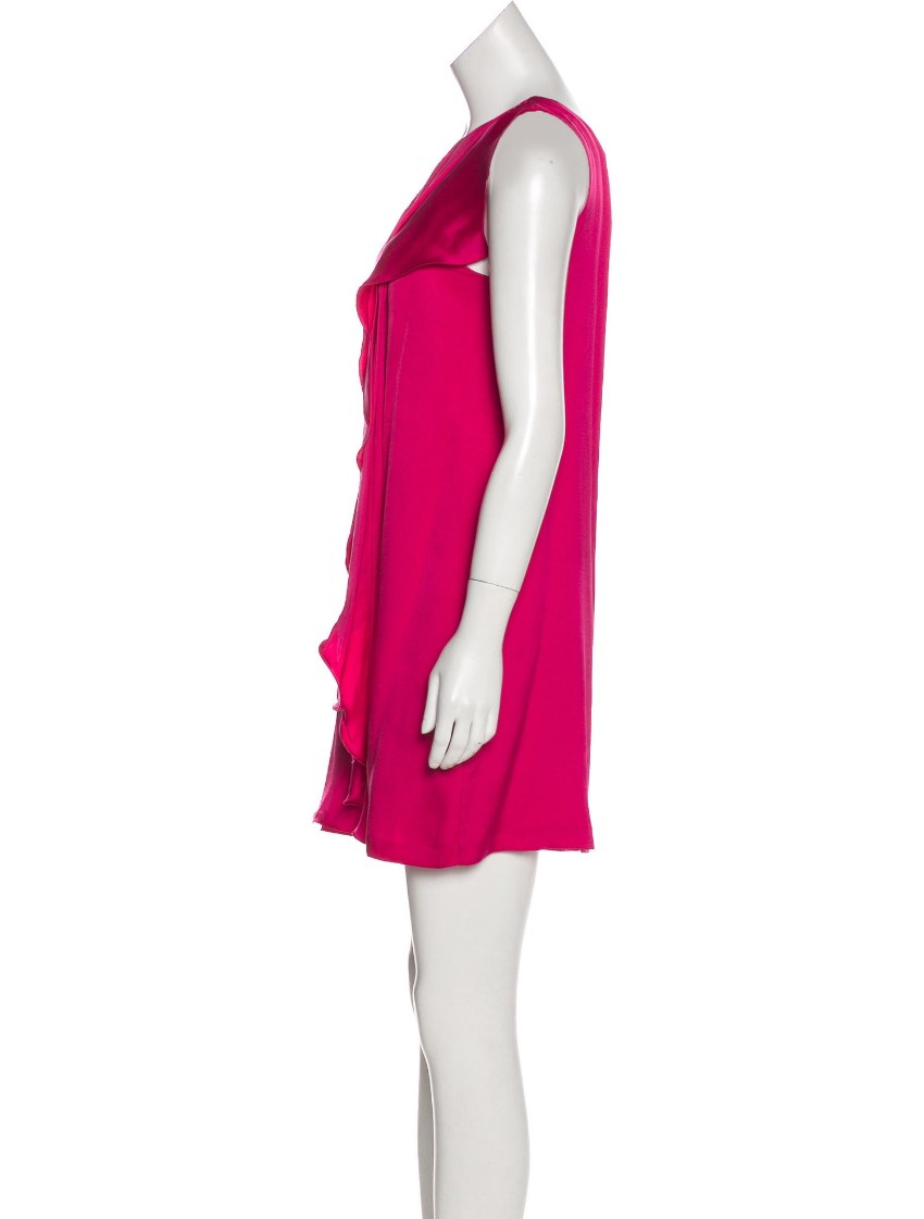 Preowned Halston Pink Silk One Shoulder Dress Size L