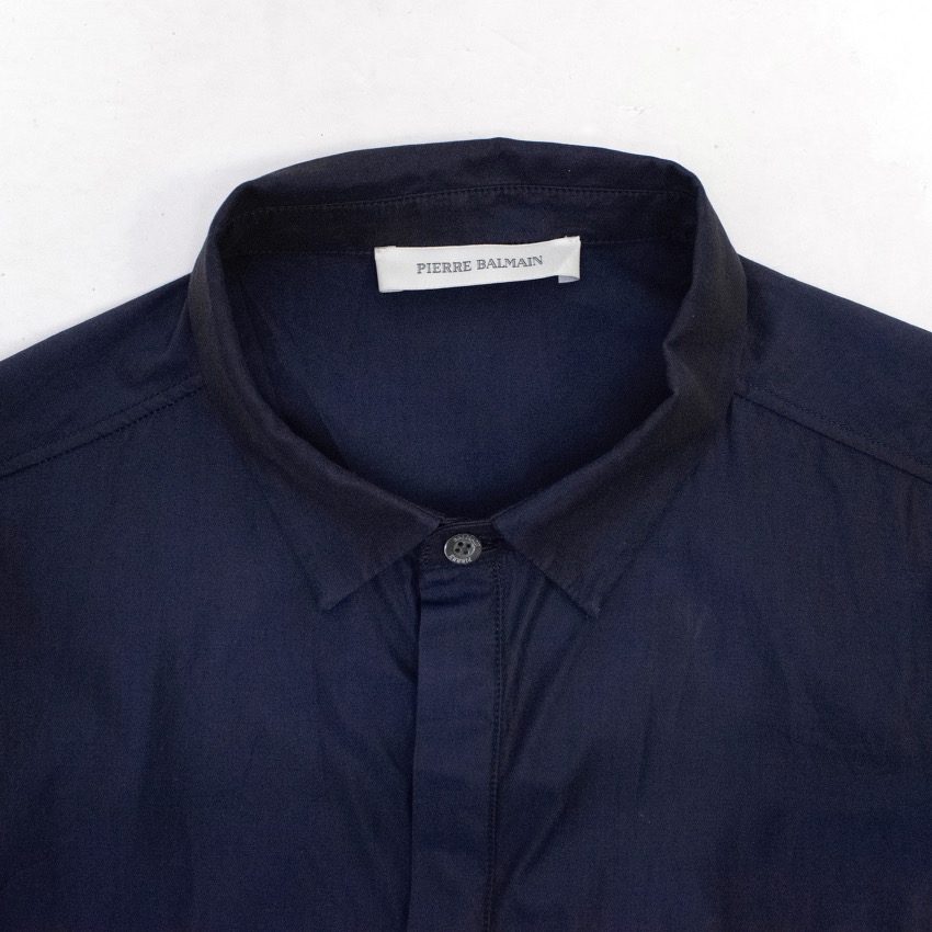 Preowned Pierre Balmain Men's Navy Blue Button Up Shirt Size 14 cotton