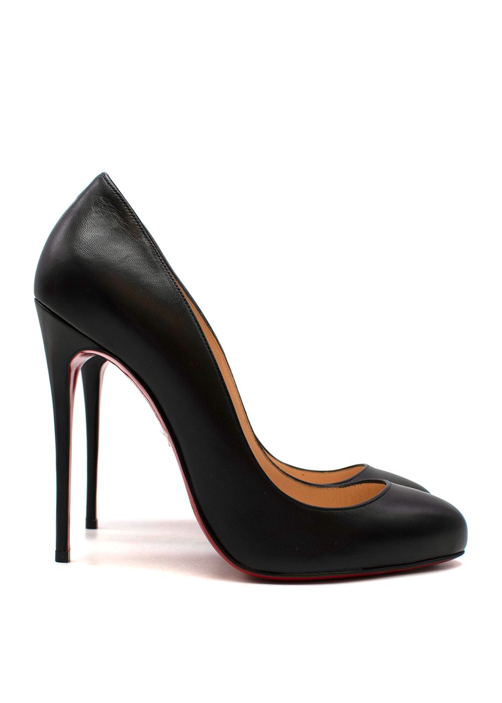 Preowned Christian Louboutin Kate 100 Point Toe Black Leather Pumps Size 365