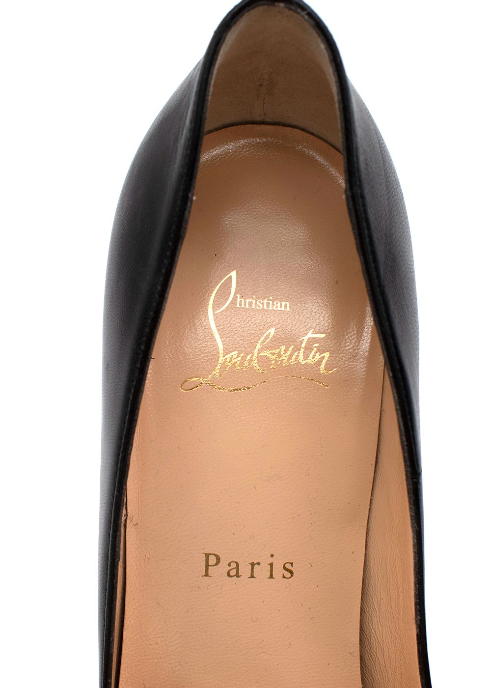 Preowned Christian Louboutin Kate 100 Point Toe Black Leather Pumps Size 365