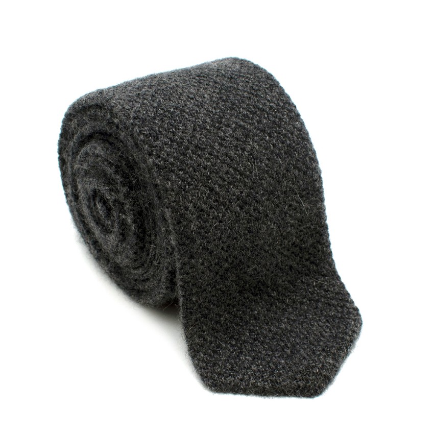 Men's Preowned Bespoke Grey Cashmere Knit Tie