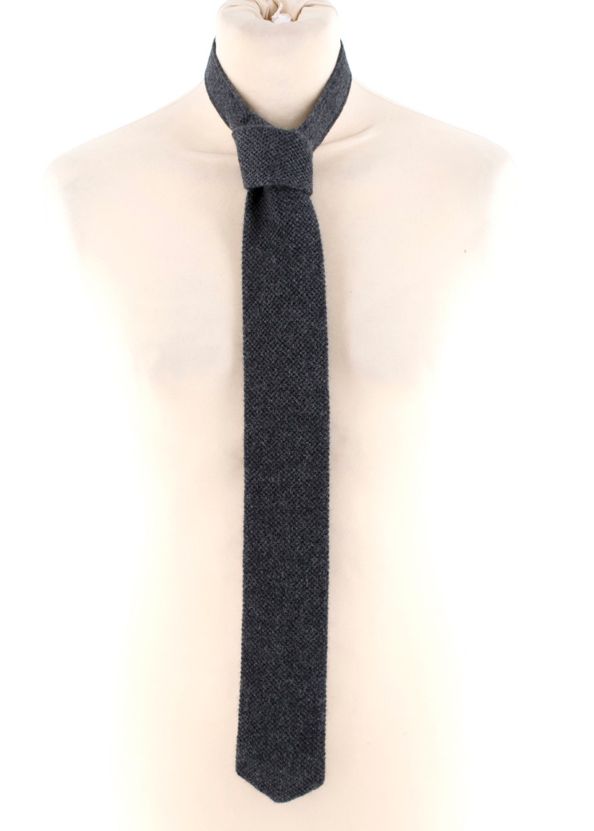 Men's Preowned Bespoke Grey Cashmere Knit Tie