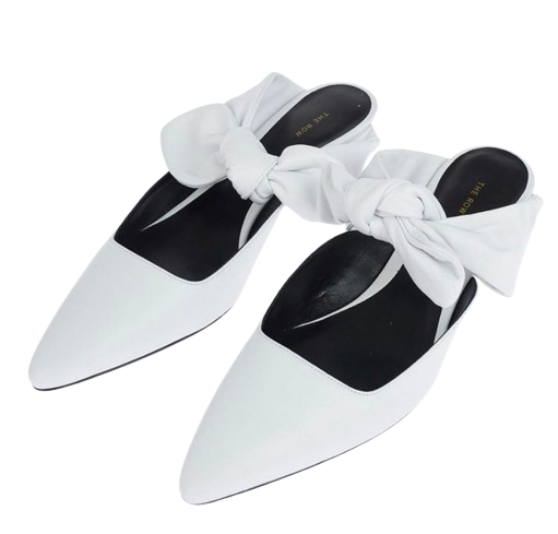 The Row White Leather Coco Mules Size 405