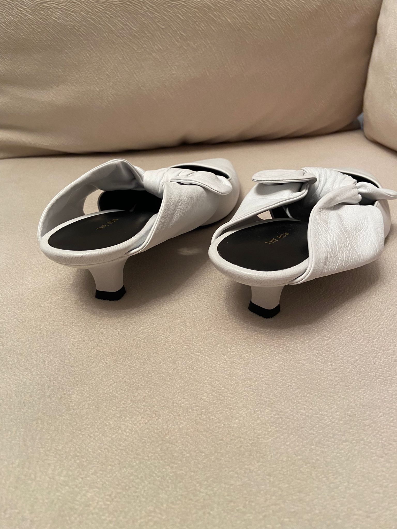 The Row White Leather Coco Mules Size 405