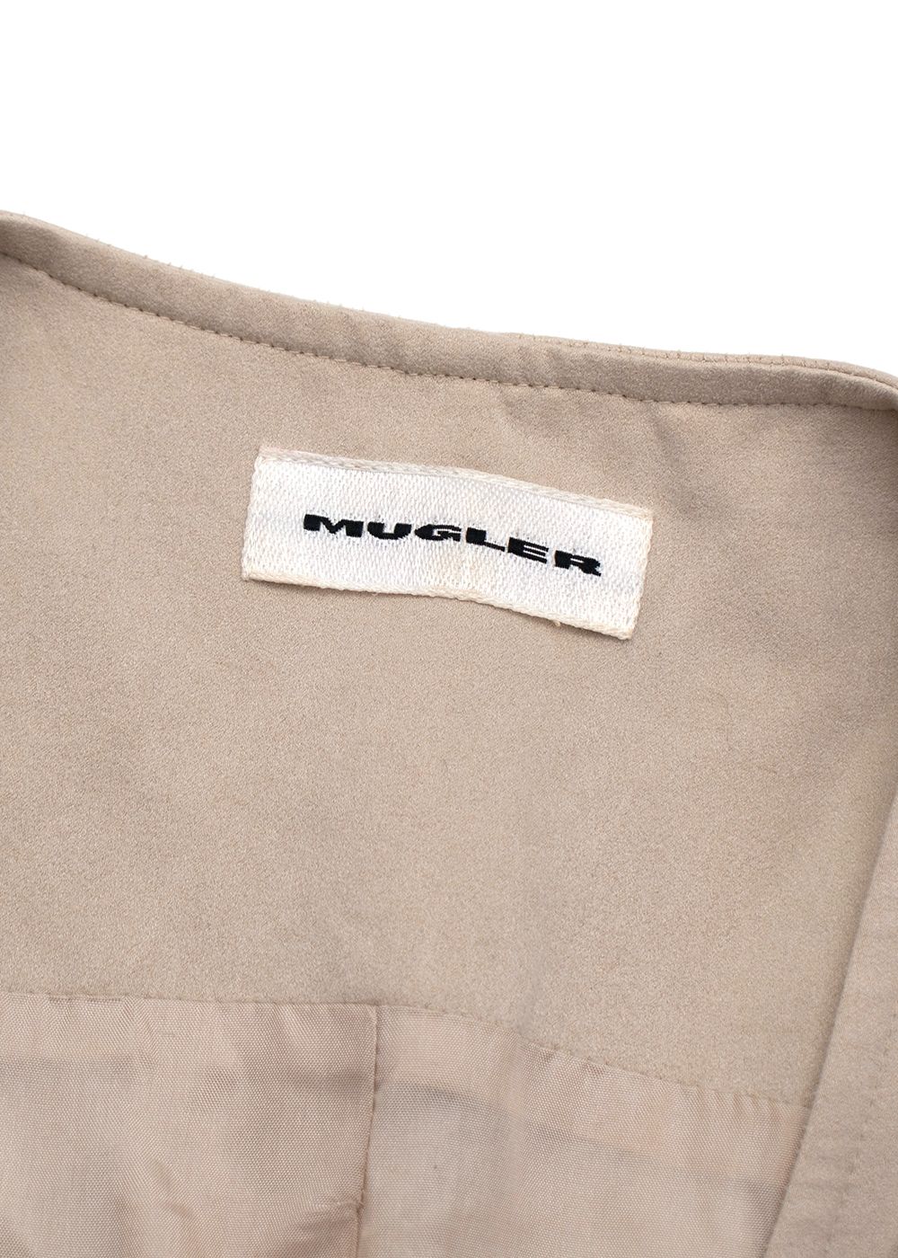 Preowned Mugler Cream Suede Safari Style Jacket Size M Beige polyester