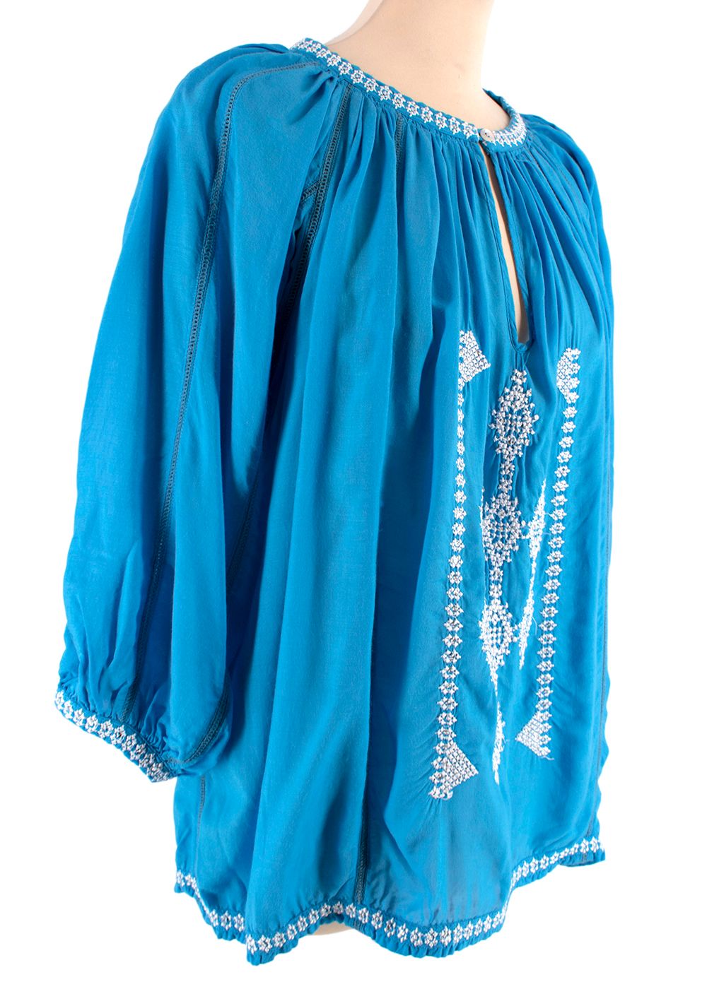 Melissa Odabash Blue  White Embroidered Kaftan synthetic