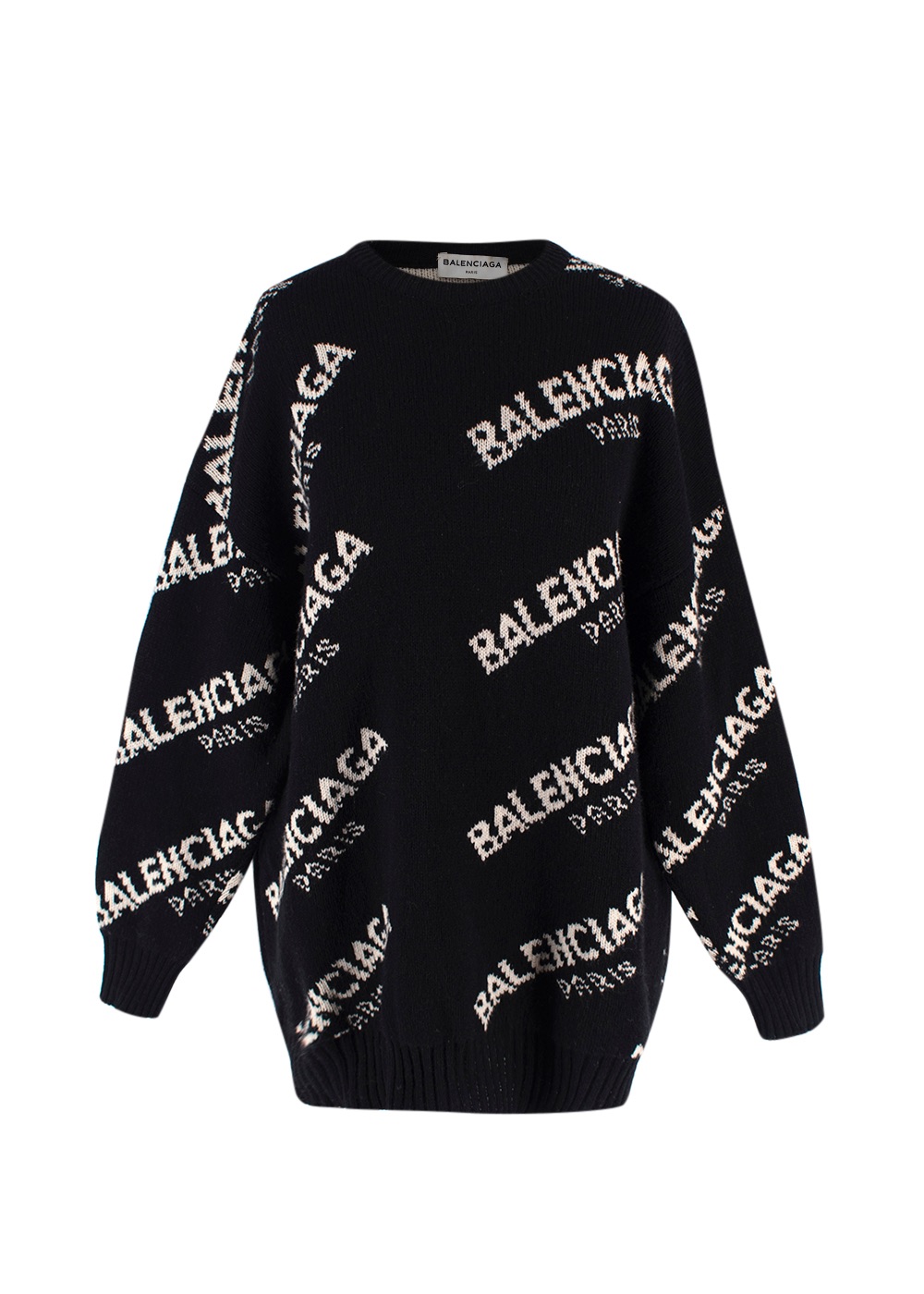 Preowned Balenciaga Black Monogram Logo Jumper Size XXS Black and White virgin wool/camel/polyamide