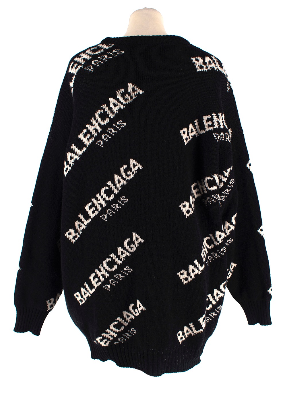 Preowned Balenciaga Black Monogram Logo Jumper Size XXS Black and White virgin wool/camel/polyamide