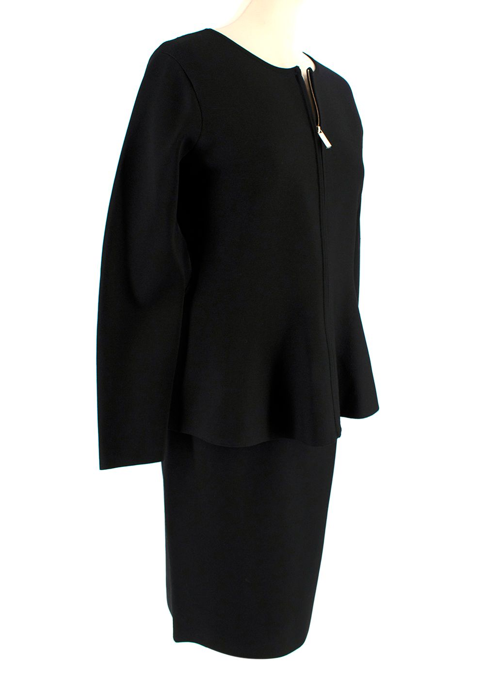 Preowned Carolina Herrera Black Peplum Skirt Suit Size S viscose