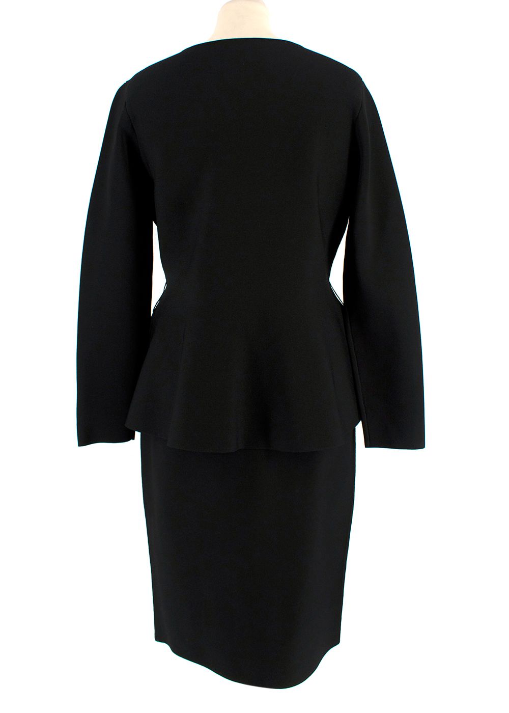 Preowned Carolina Herrera Black Peplum Skirt Suit Size S viscose