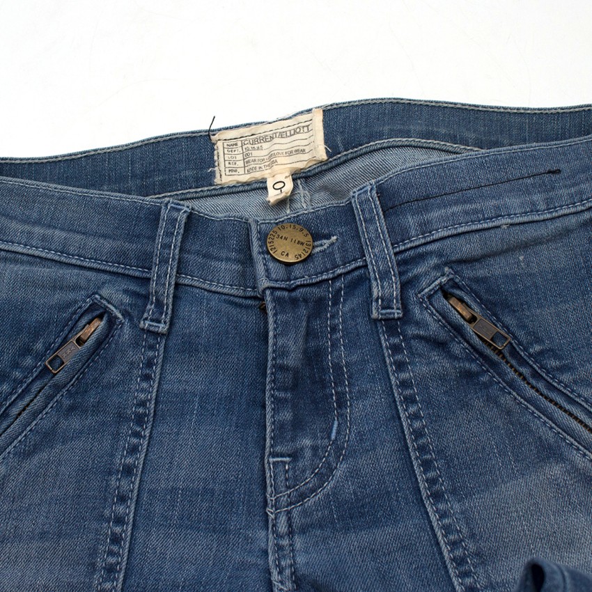 Preowned Current Elliot The Moto Stiletto Jean Size 24/61 Blue cotton