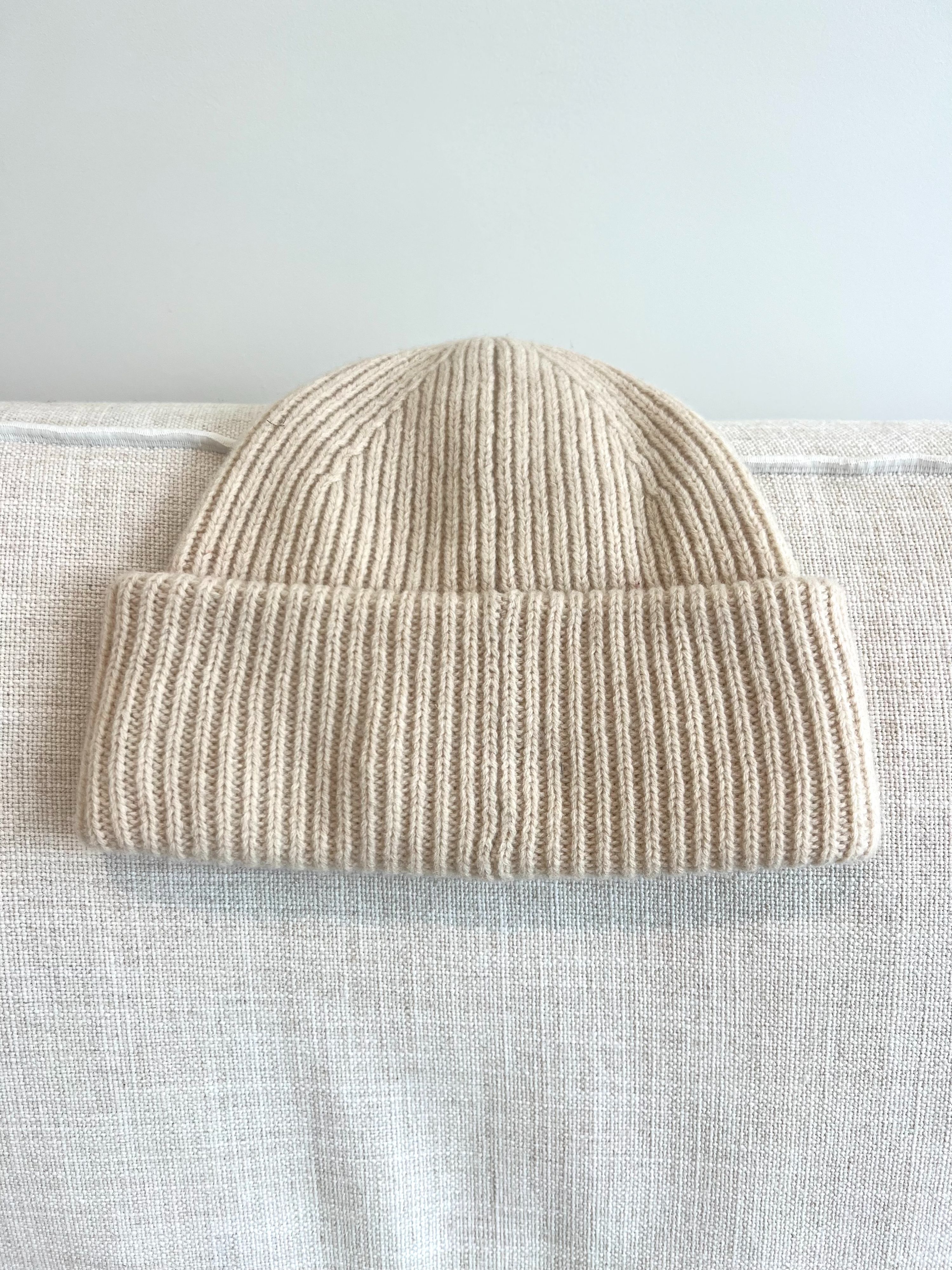 Preowned Acne Studios Cream Ribbed Beanie wool