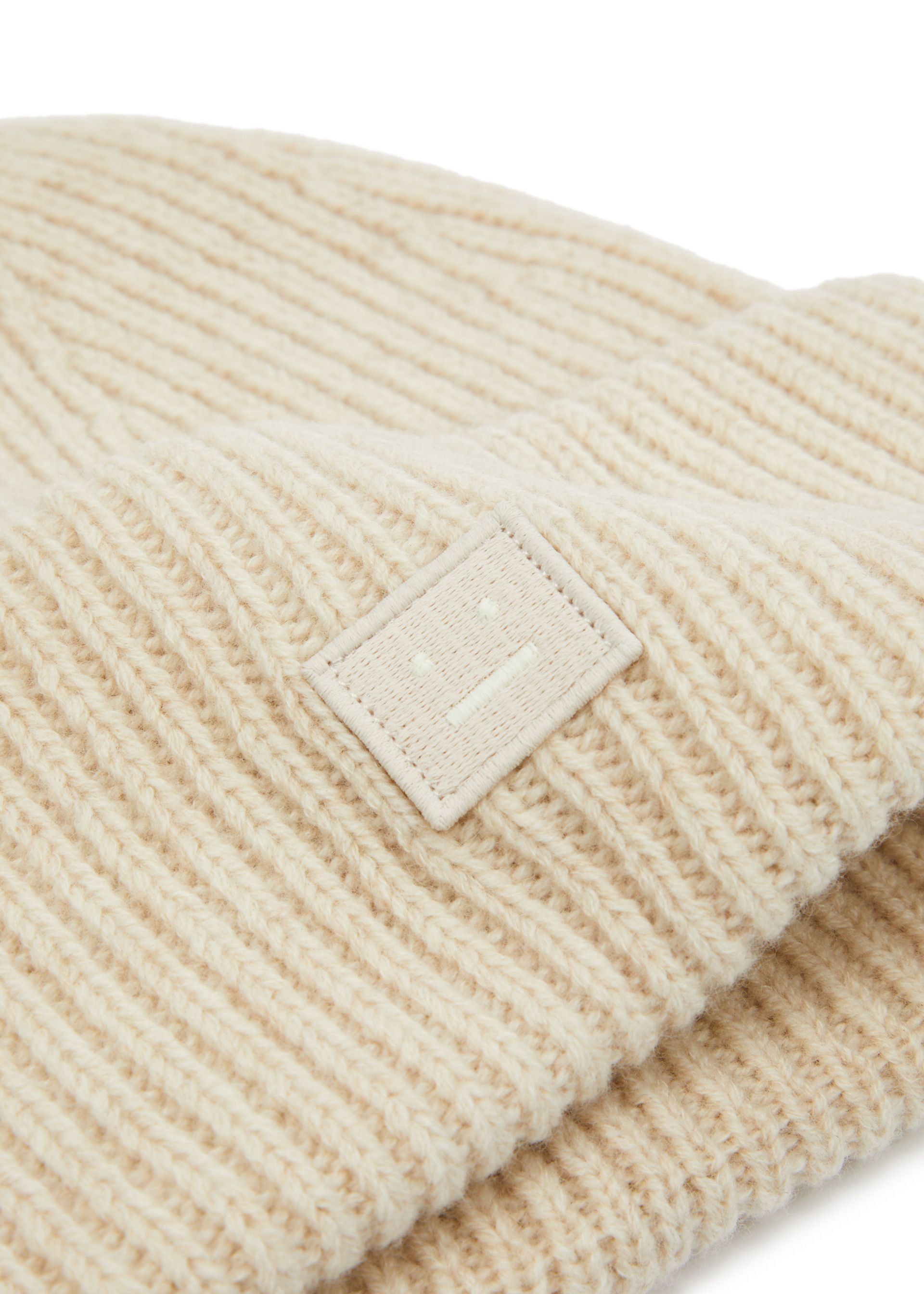 Preowned Acne Studios Cream Ribbed Beanie wool