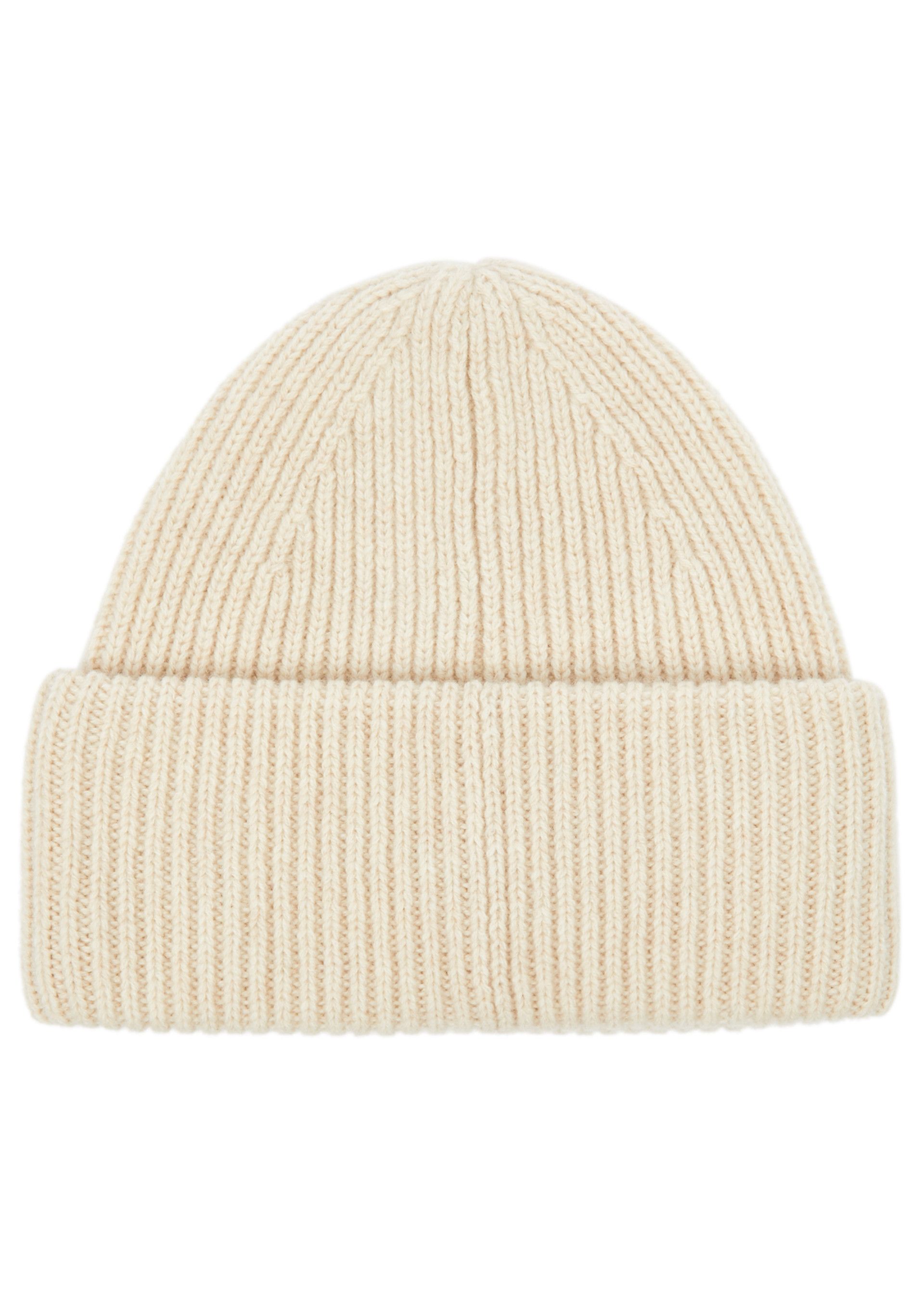 Preowned Acne Studios Cream Ribbed Beanie wool