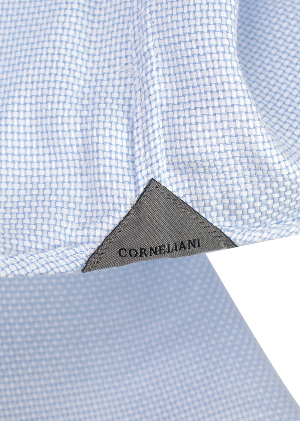 Men's Corneliani Blue Textured Classic Shirt Size 15 cotton