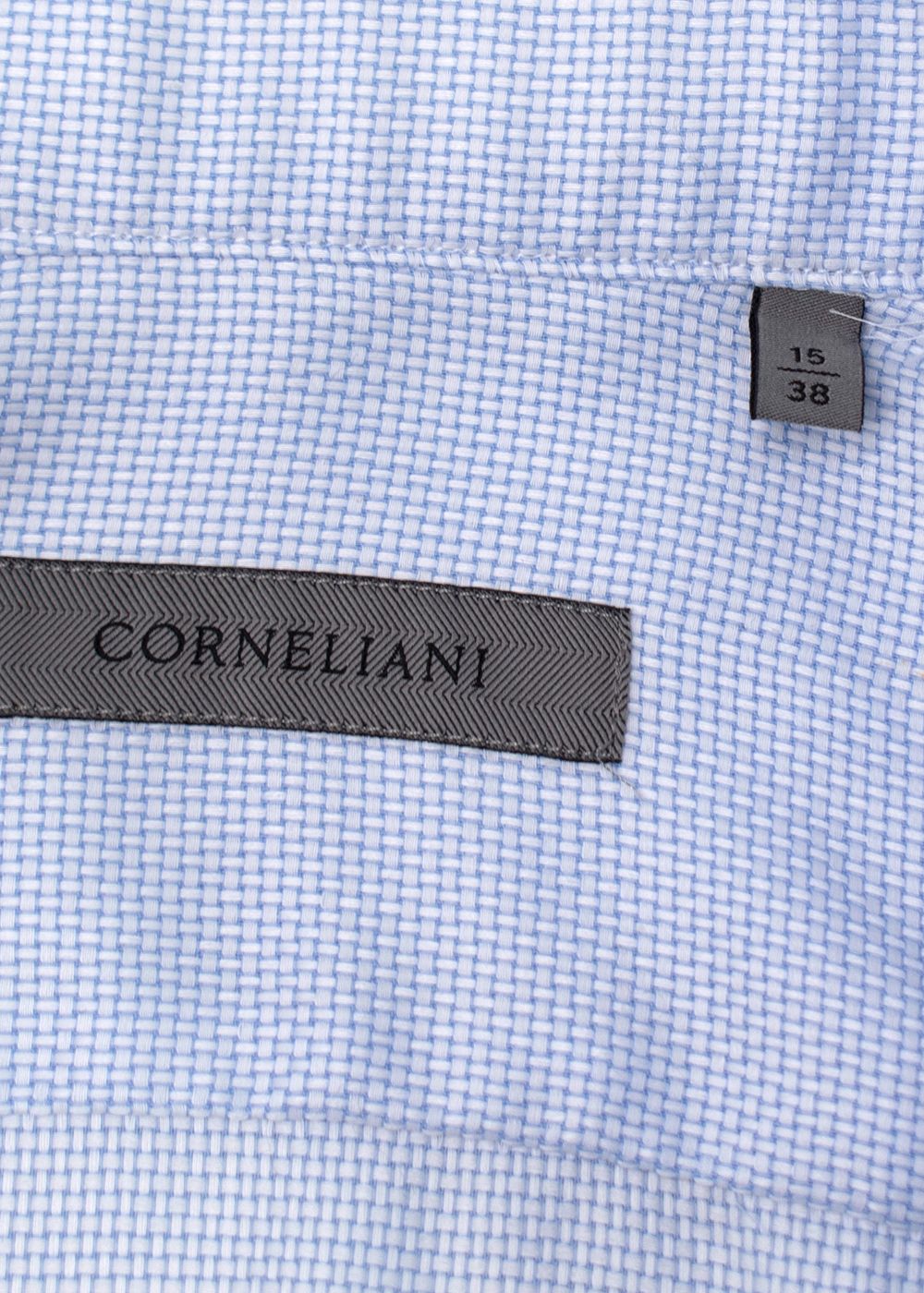 Men's Corneliani Blue Textured Classic Shirt Size 15 cotton