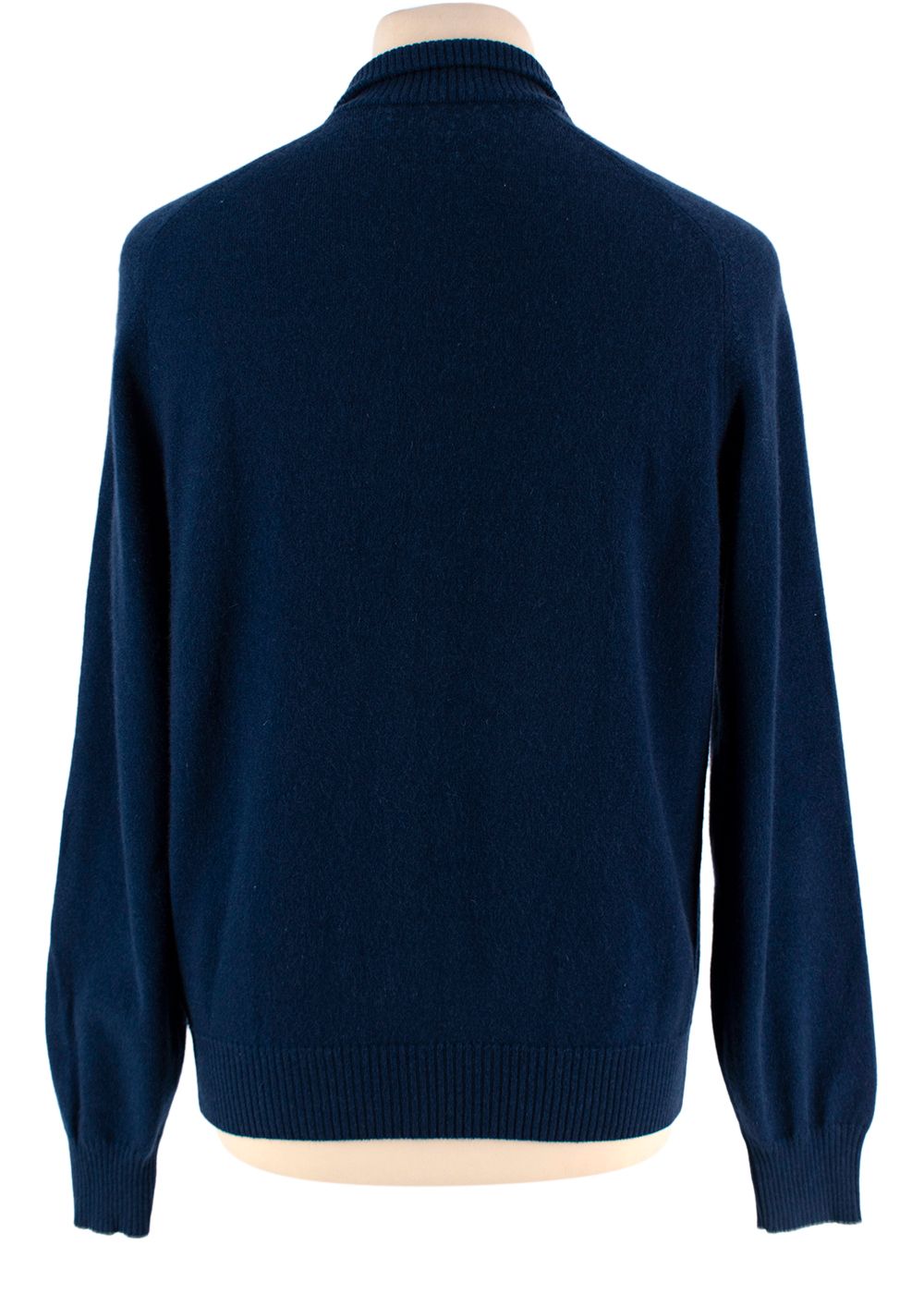 Men's Preowned Brunello Cucinelli Royal Blue High-Neck Cashmere Cardigan Size L