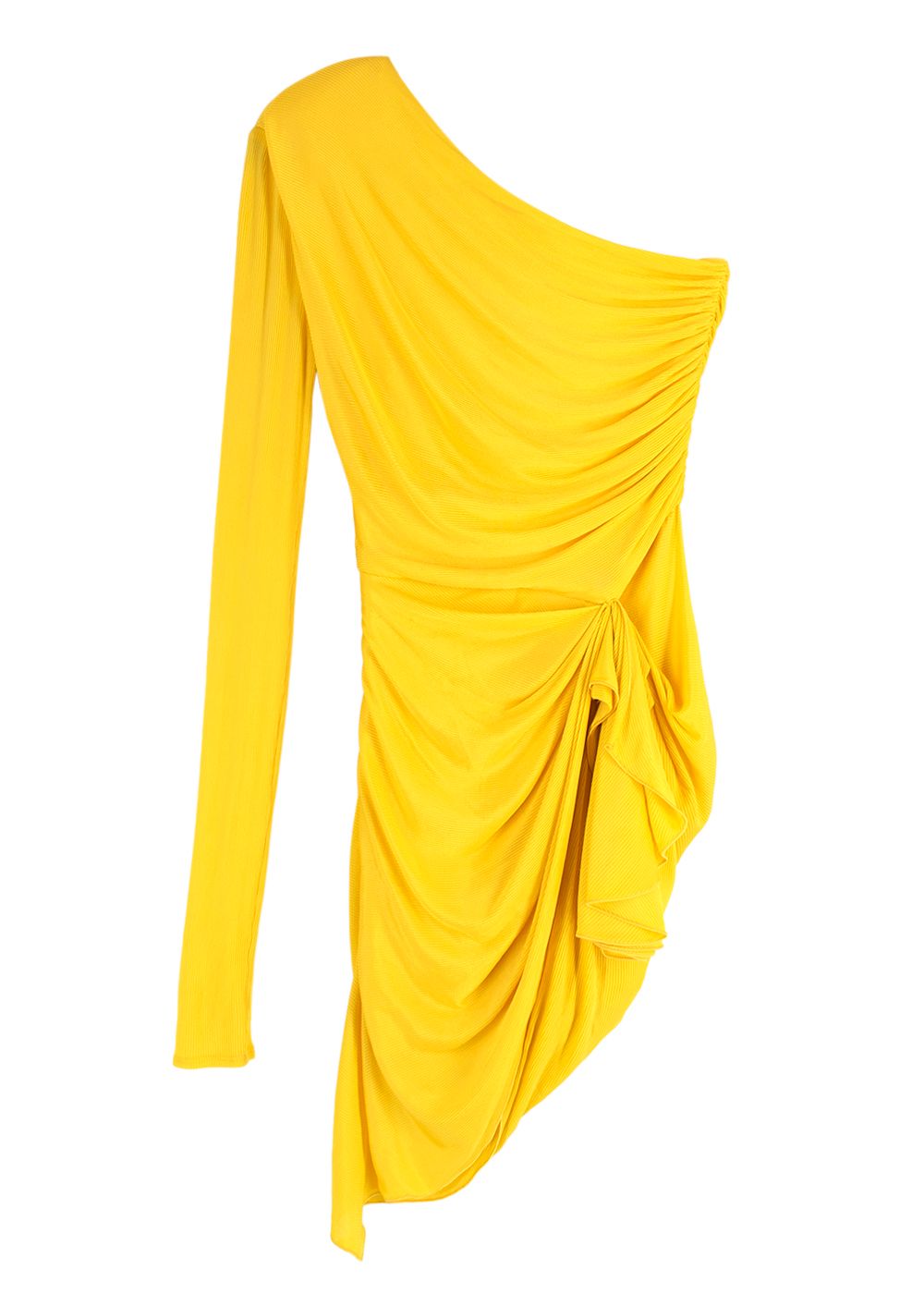 Preowned Alexandre Vauthier asymmetric yellow short dress Size S viscose