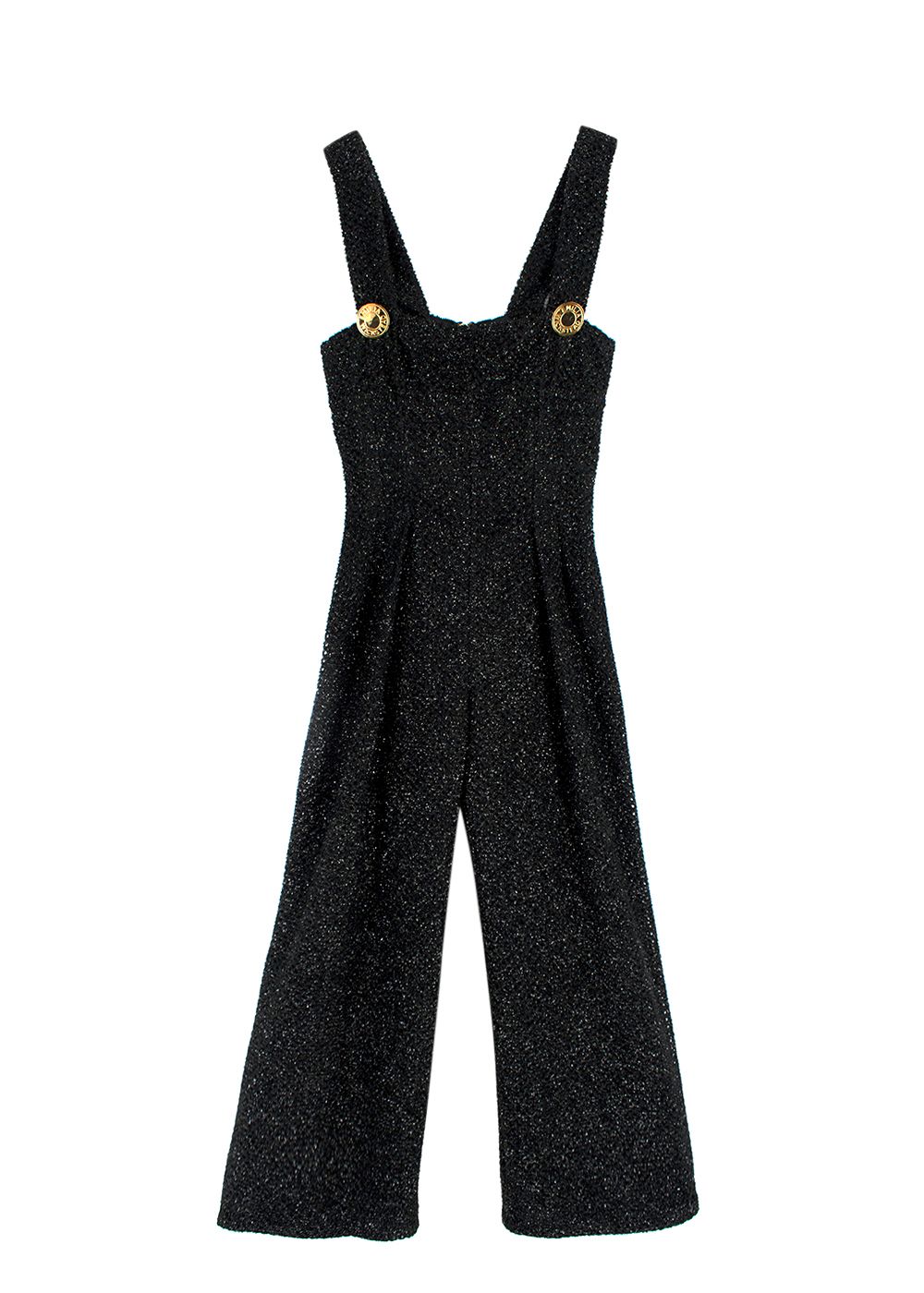 Emilia Wickstead Black Aden Metallic Open-knit Jumpsuit Size XS synthetic