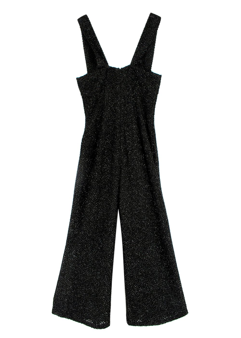 Emilia Wickstead Black Aden Metallic Open-knit Jumpsuit Size XS synthetic