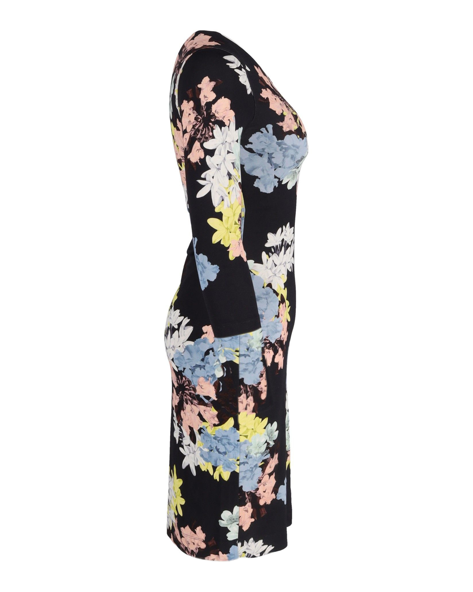 Preowned Erdem Floral Printed Jersey Knee Length Dress Size M black print cotton