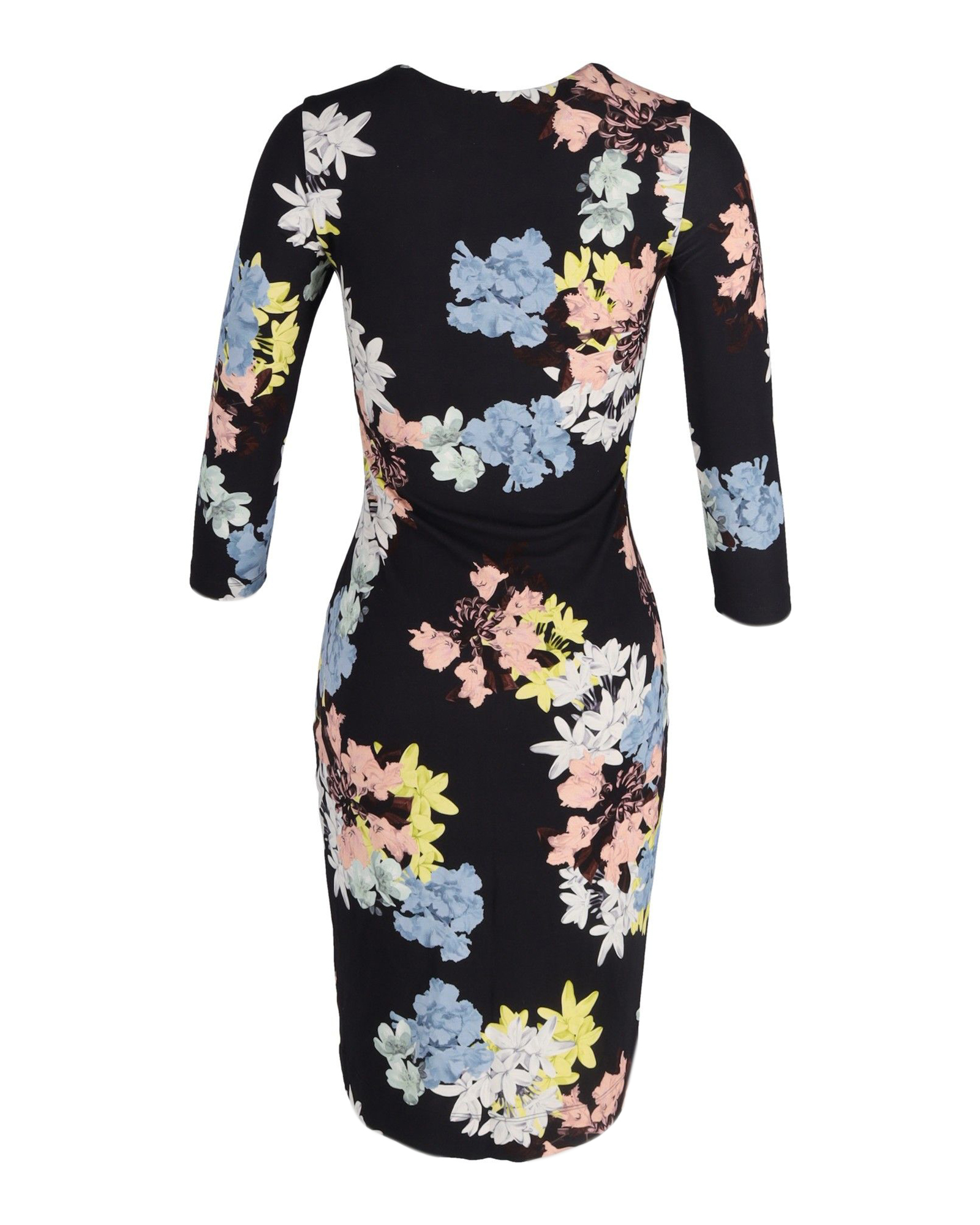 Preowned Erdem Floral Printed Jersey Knee Length Dress Size M black print cotton