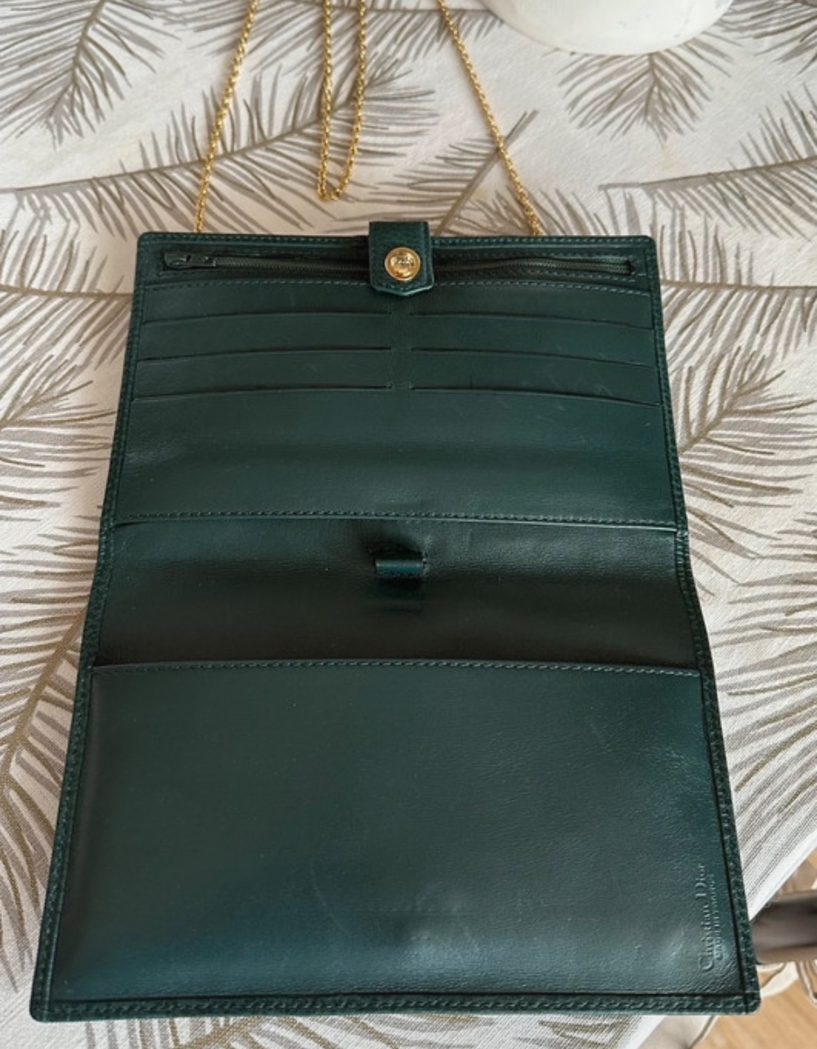 Preowned Dior Vintage Green Wallet on Chain verde pelle verde di alta qualit