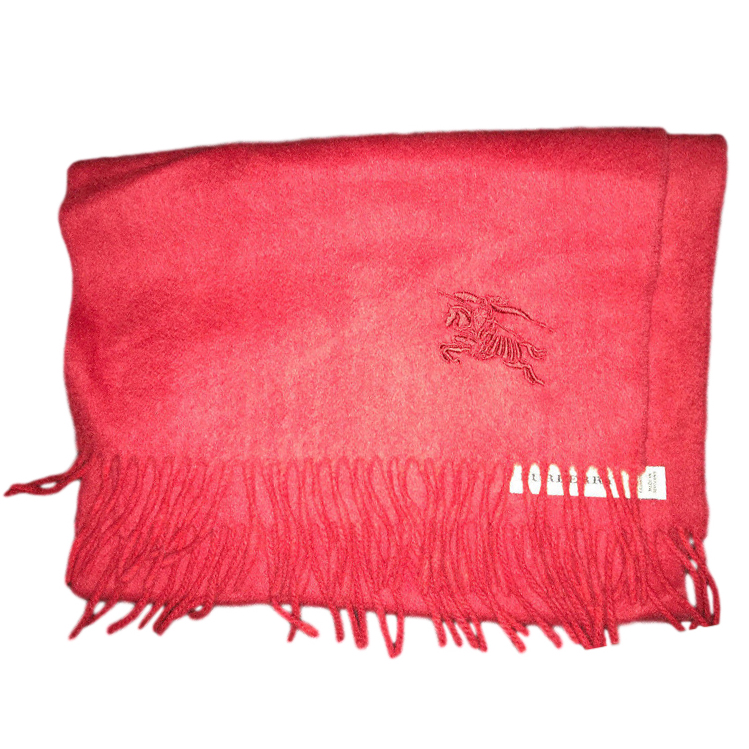 Men's Burberry Red Cashmere Embroidered Scarf