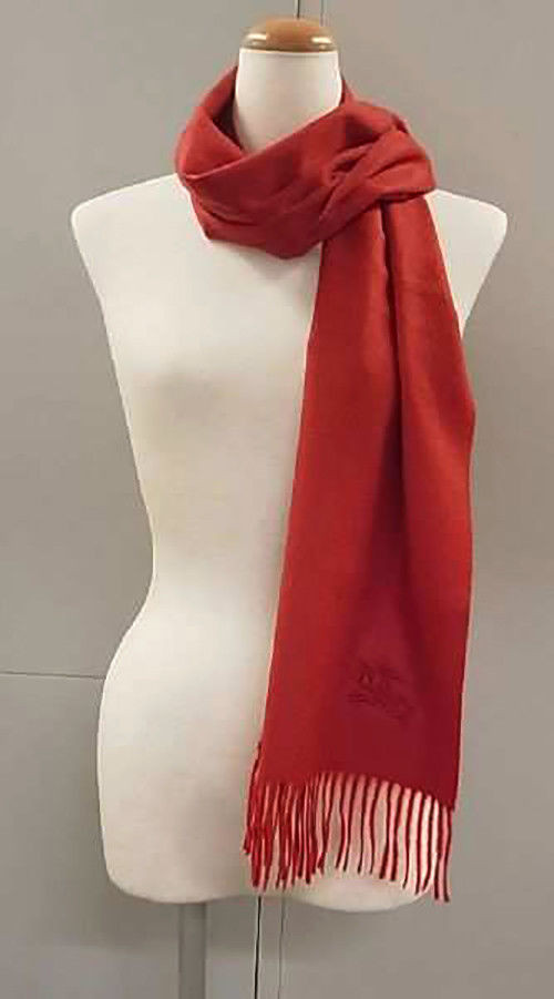 Men's Burberry Red Cashmere Embroidered Scarf