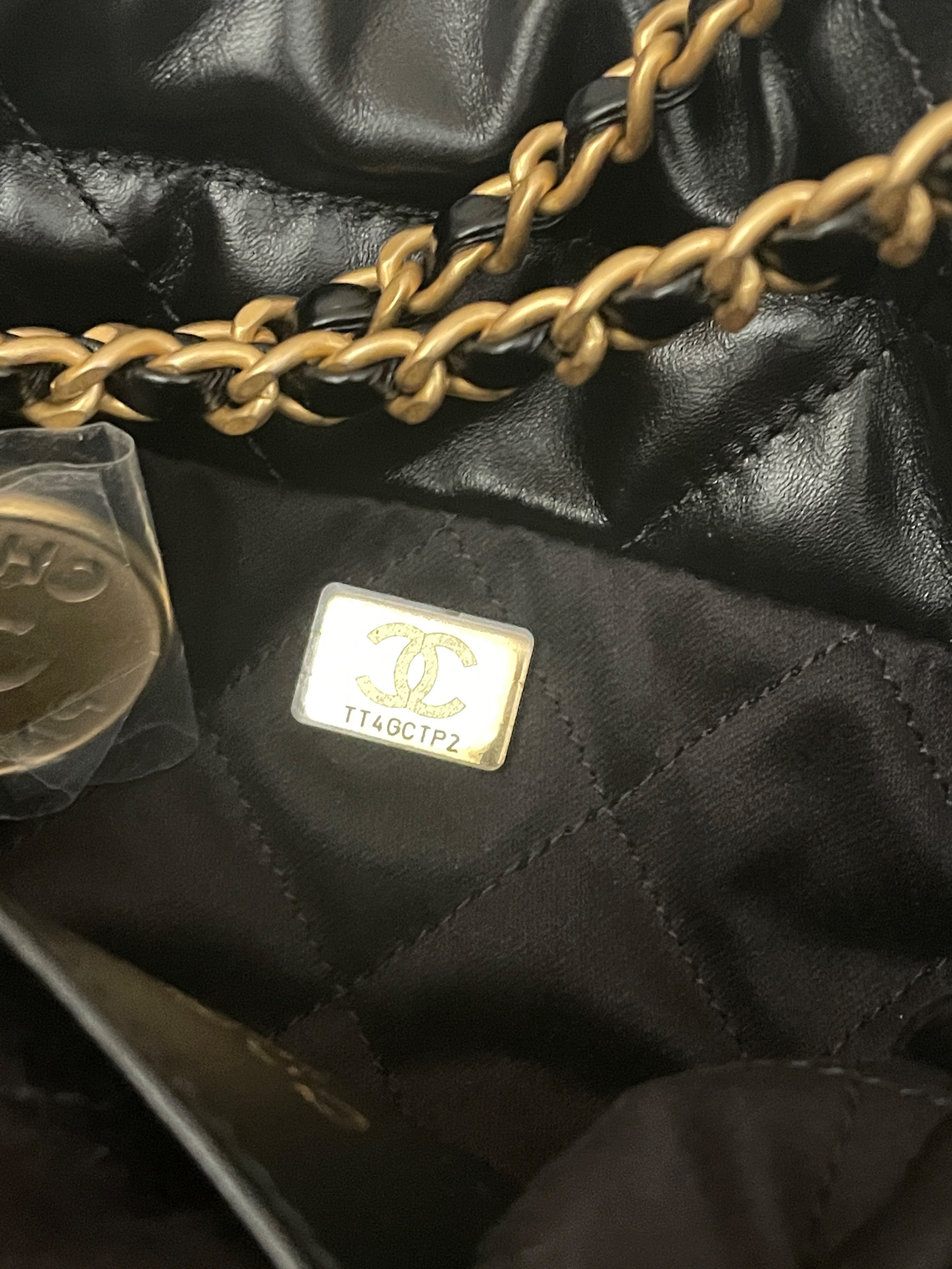 Chanel Black Calfskin Mini Hobo 22 Bag leather