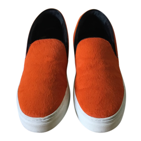 Preowned Celine Ponyskin Orange Skater Shoes Size 38