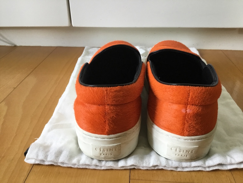 Preowned Celine Ponyskin Orange Skater Shoes Size 38