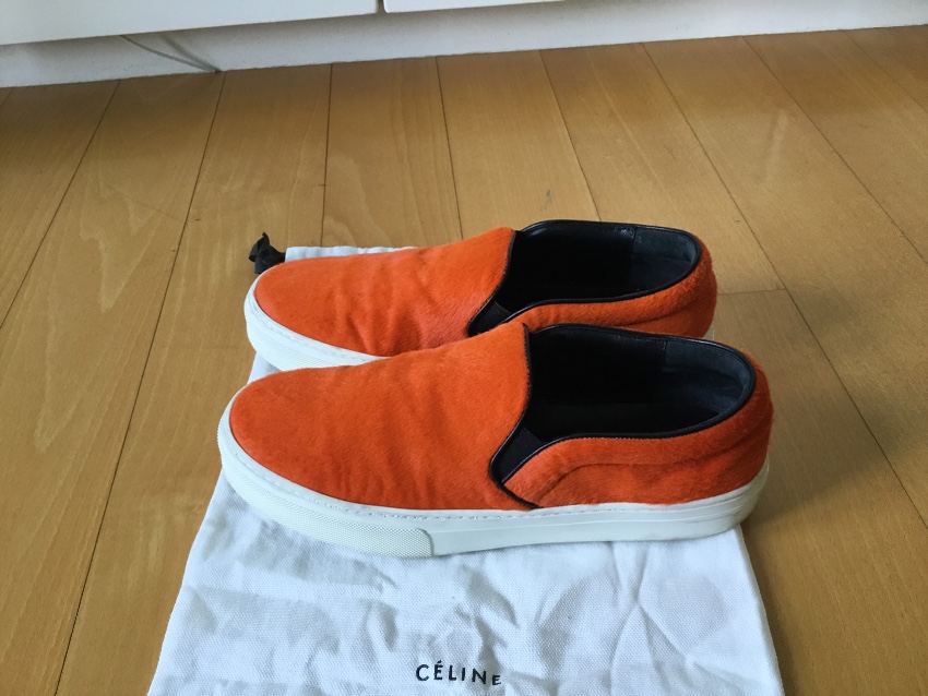 Preowned Celine Ponyskin Orange Skater Shoes Size 38