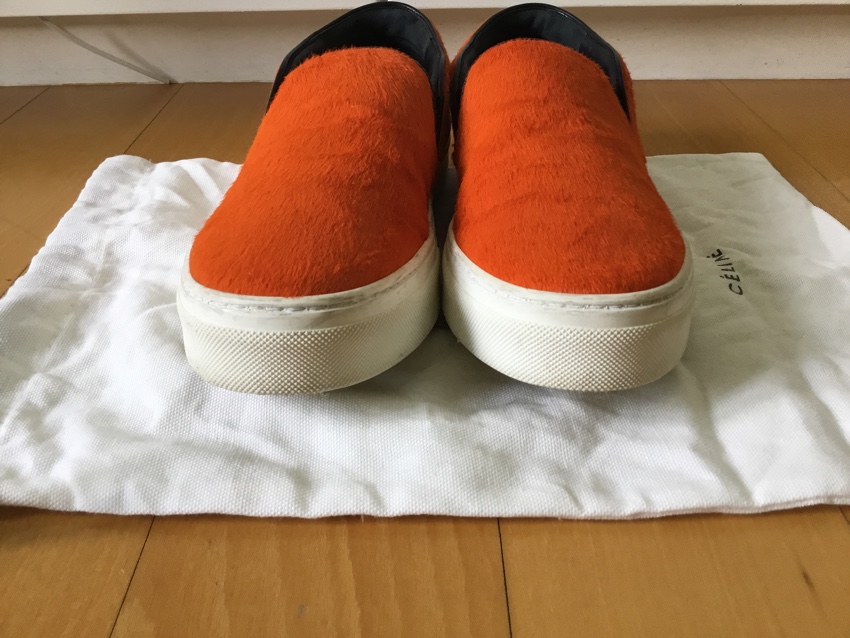 Preowned Celine Ponyskin Orange Skater Shoes Size 38