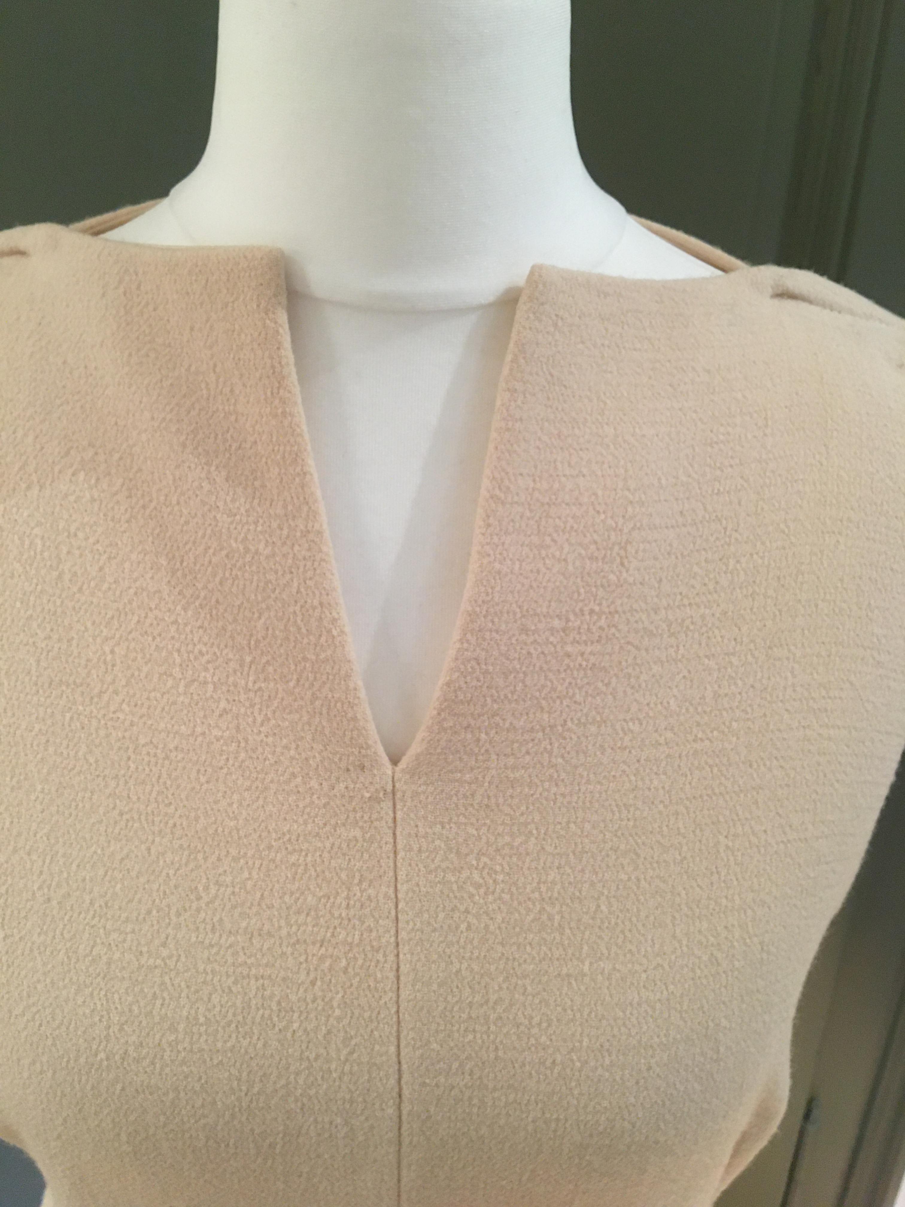 Preowned Bottega Veneta Cream Open Back Dress Size XS Beige/Nude wool