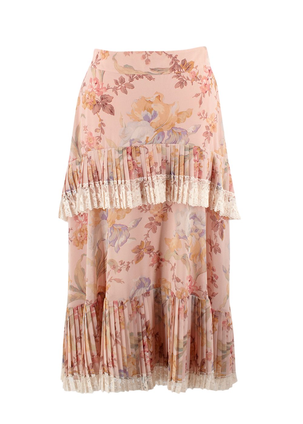 Zimmermann Zimmerman Blush Floral Print Top and Midi Skirt Set Size S pink linen