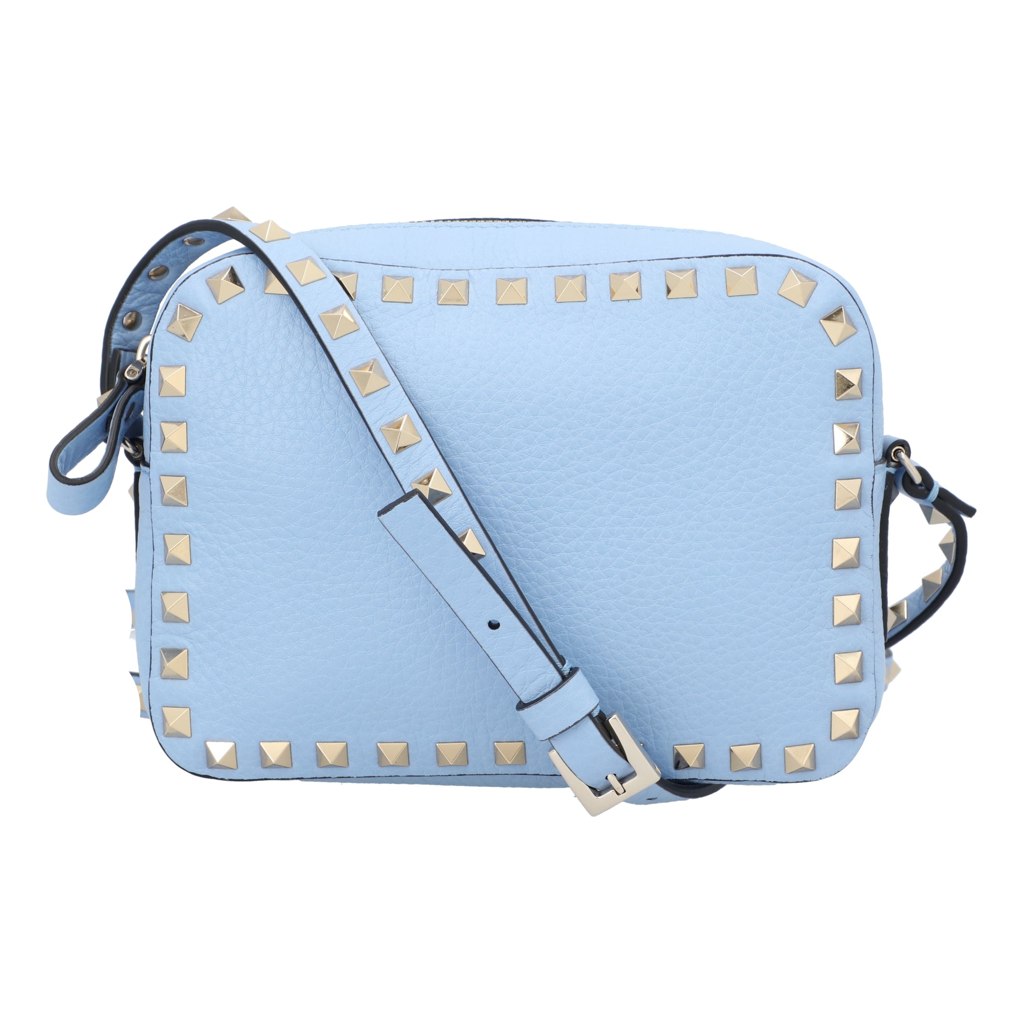 Valentino Blue Rockstud Camera  Bag blue | blue animal skin/calfskin