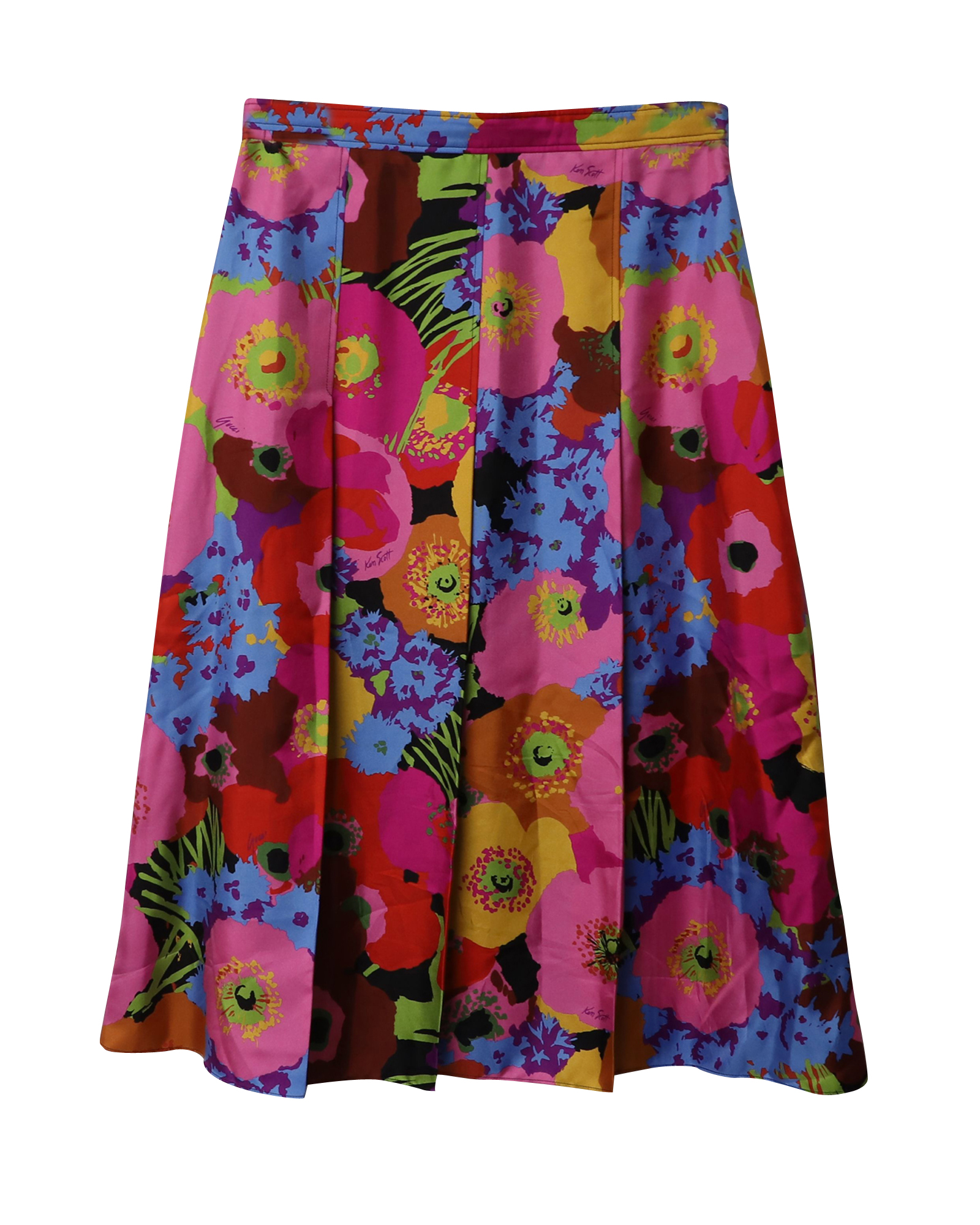 Preowned Gucci x Ken Scott floral print silk crepe pleated skirt Size XS