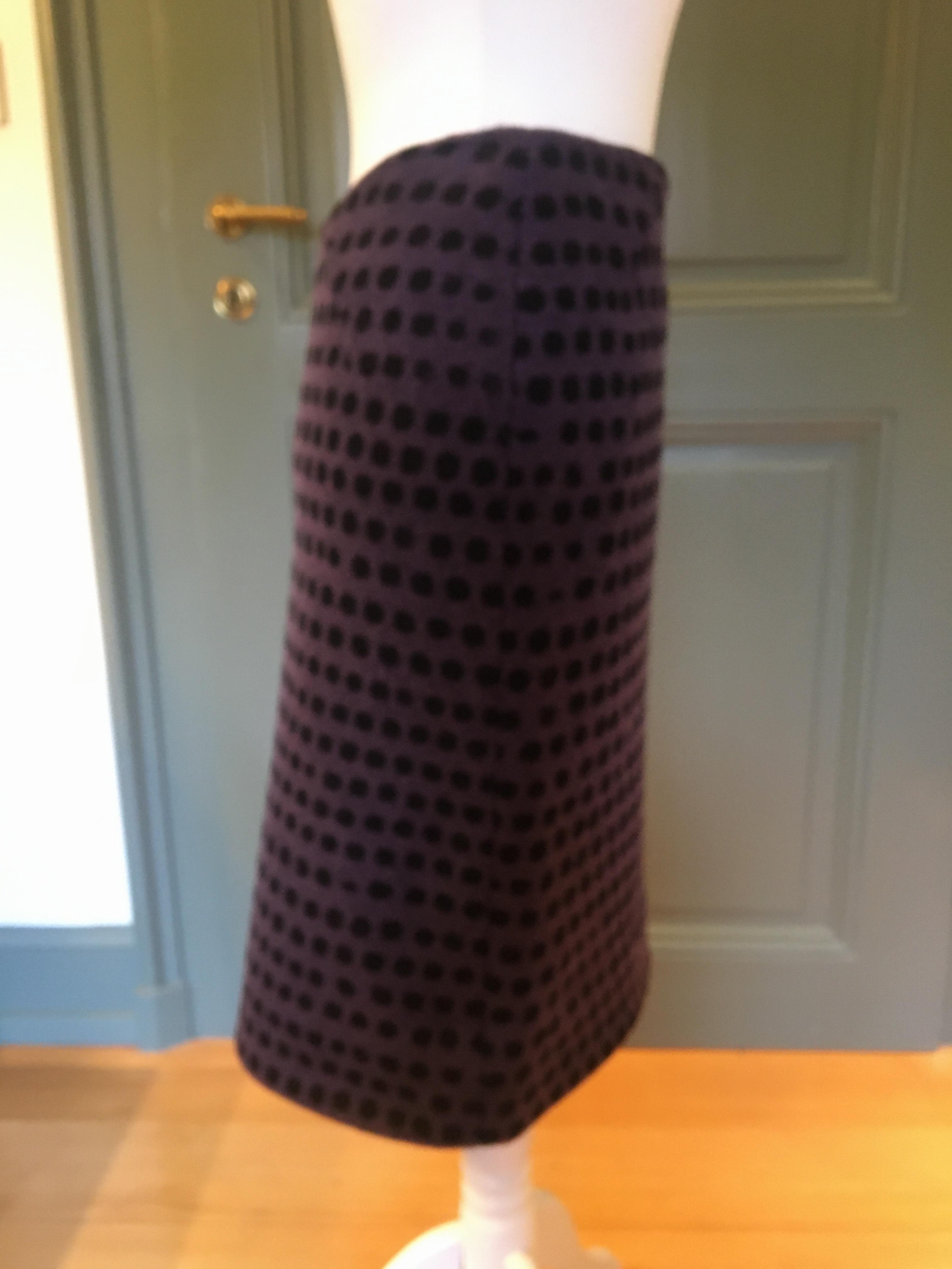 Preowned Bottega Veneta Purple/Black Spotted Wool Skirt Size XS Purple