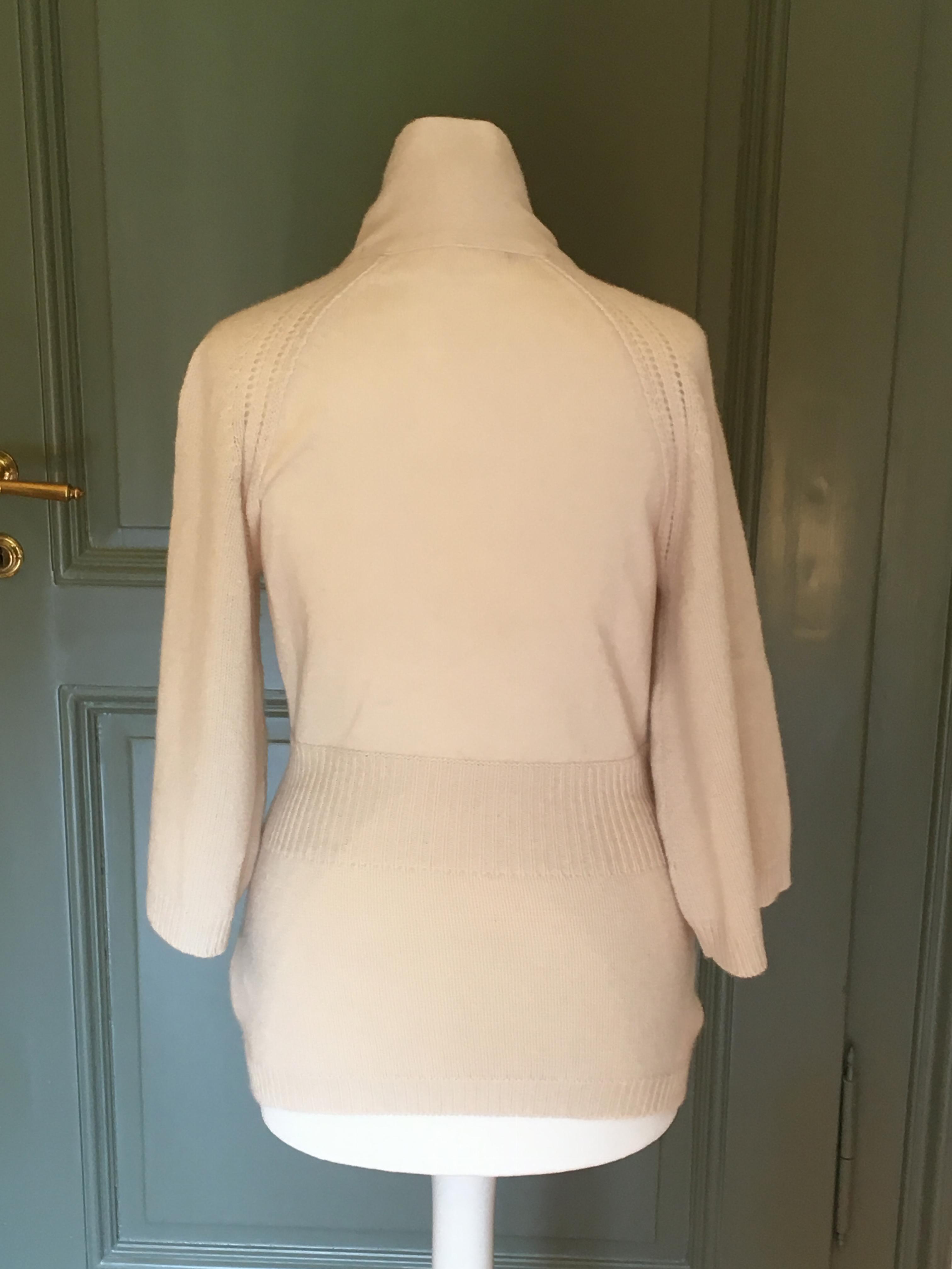 Preowned Lanvin Cashmere Cream Bow Tie Sweater Size S Beige/Nude