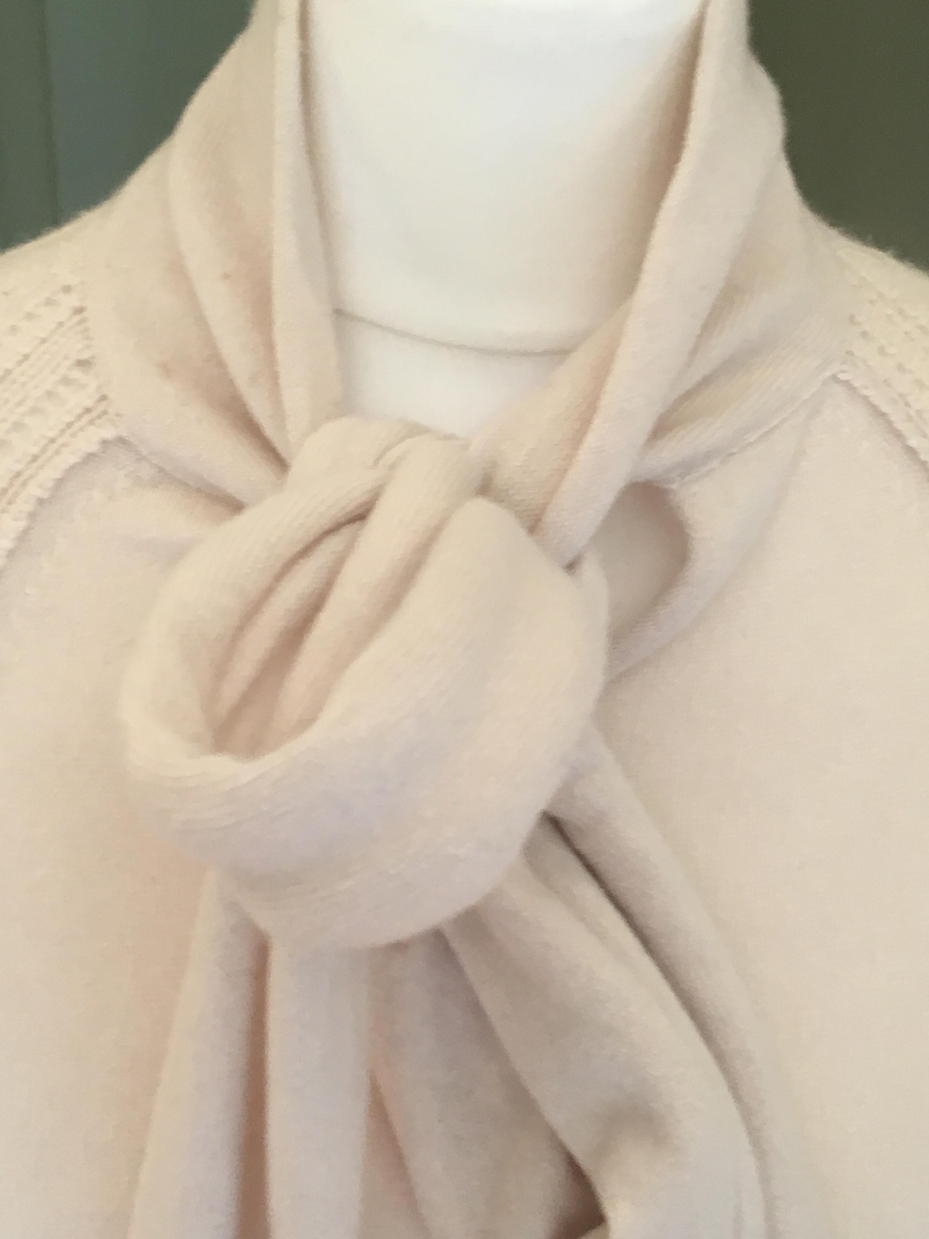 Preowned Lanvin Cashmere Cream Bow Tie Sweater Size S Beige/Nude