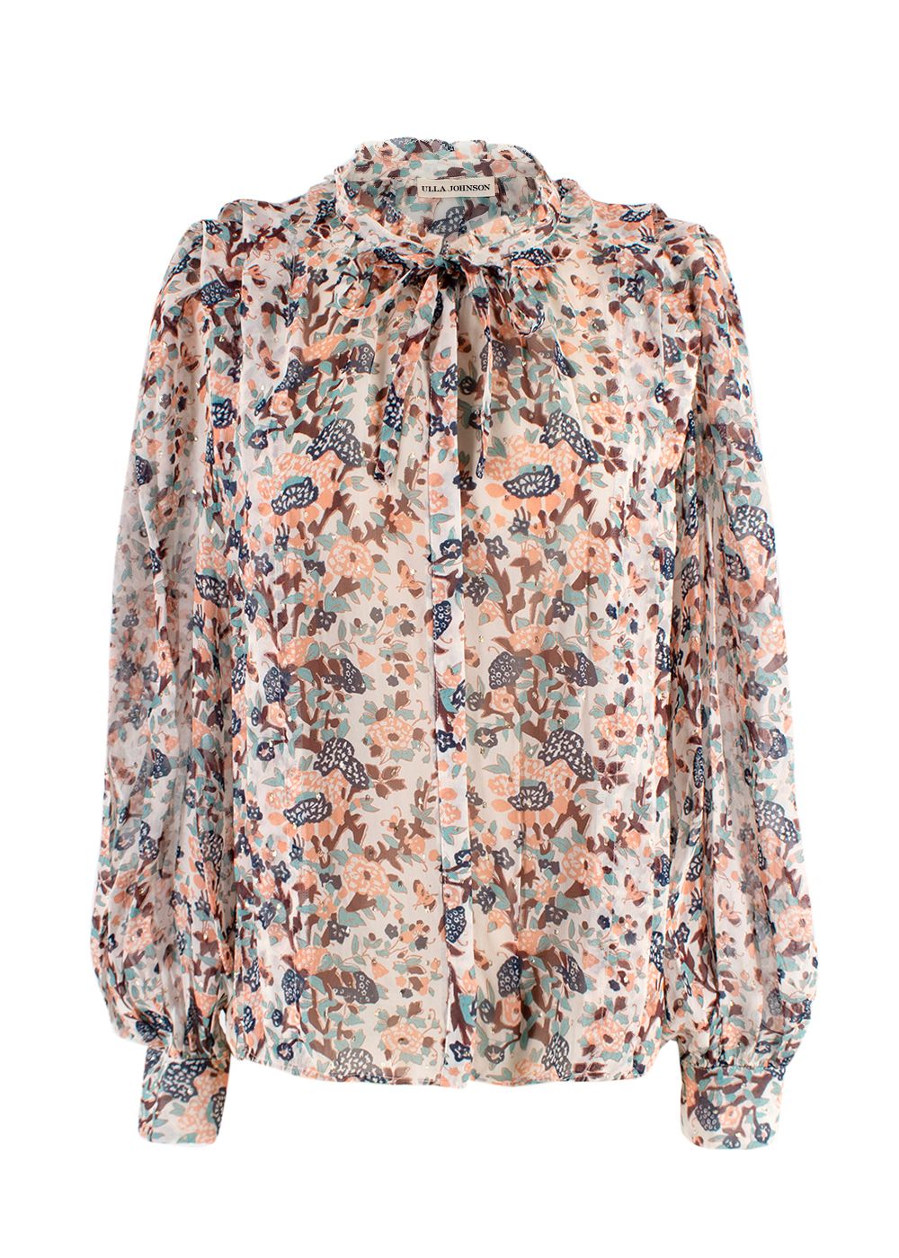 Ulla Johnson Floral Sheer Silk Blouse Size XS multicoloured