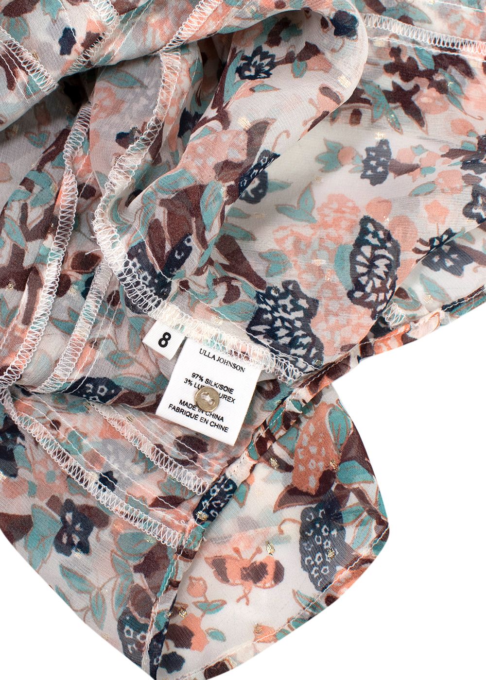 Ulla Johnson Floral Sheer Silk Blouse Size XS multicoloured