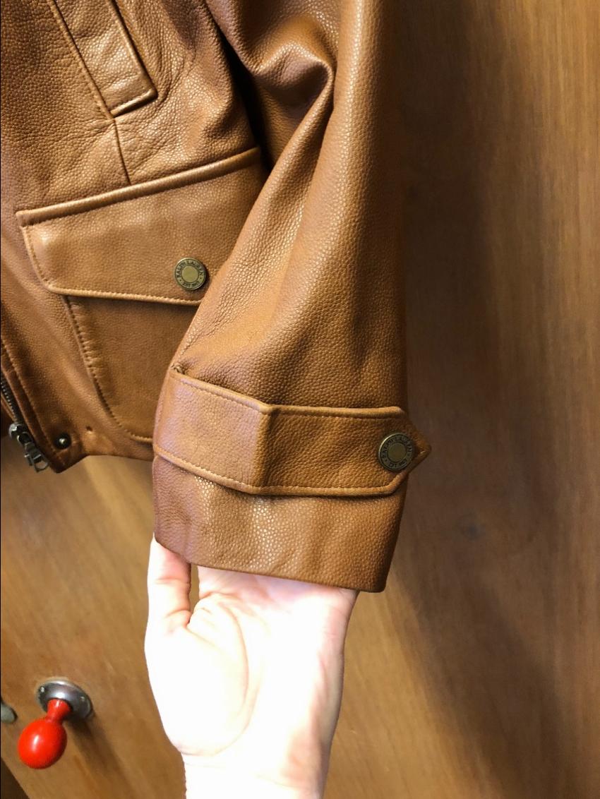 Preowned Ralph Lauren Tan Leather jacket Size L Orange