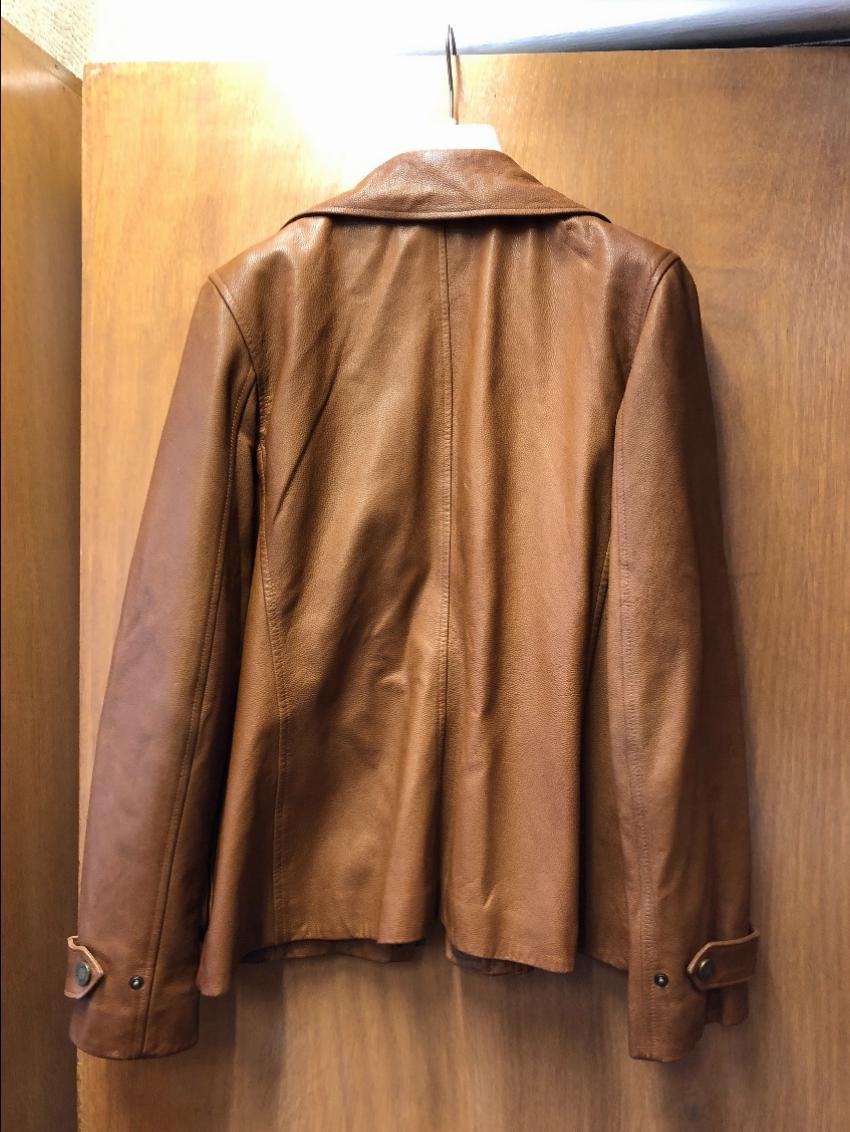 Preowned Ralph Lauren Tan Leather jacket Size L Orange