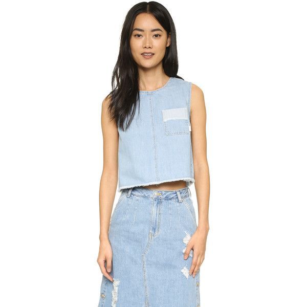 SJYP Denim Pocket Crop Top Size M Blue cotton