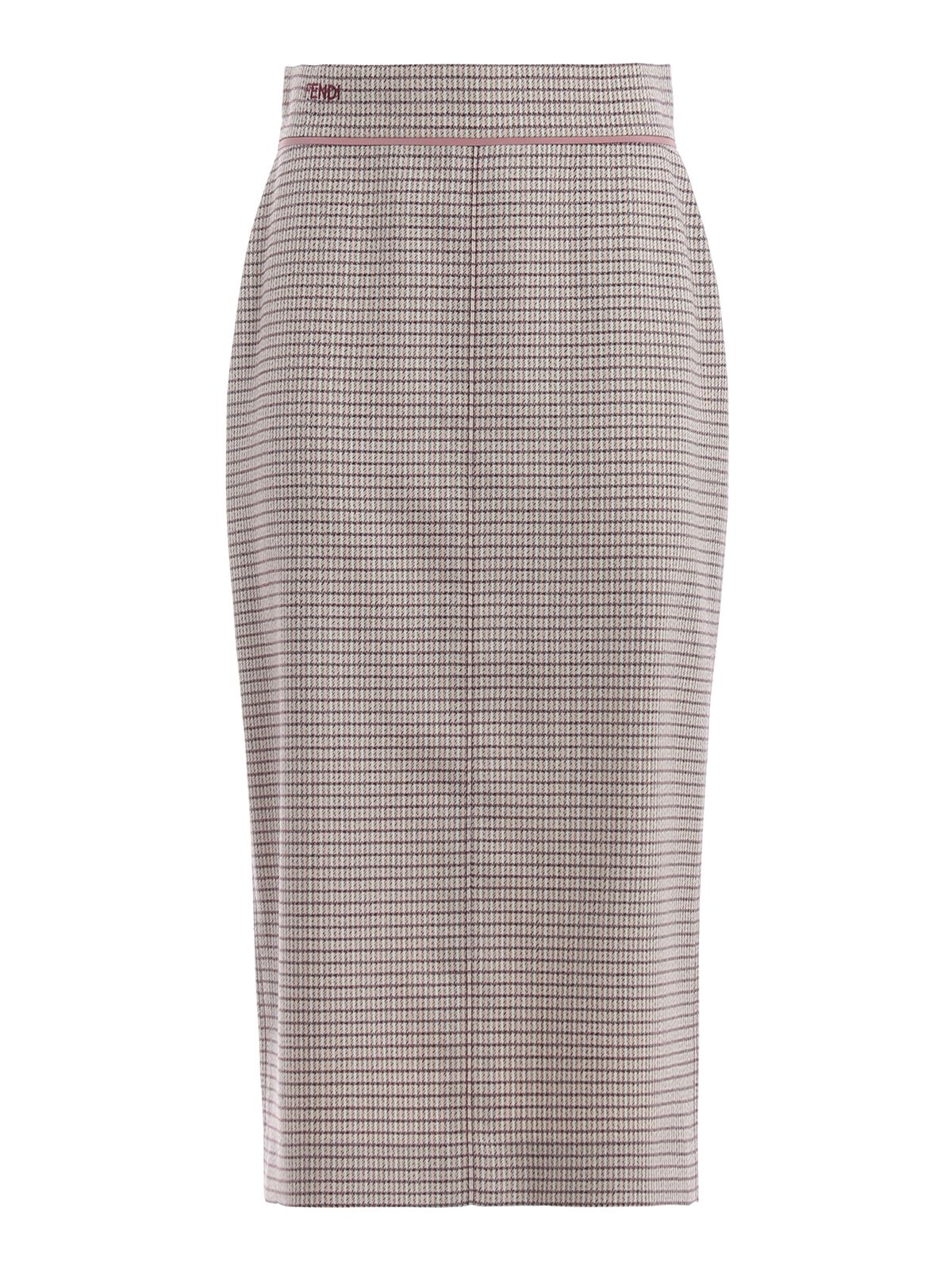 Preowned Fendi Micro Check Wool Midi Skirt Size M Pink virgin wool/elastane/polyamide