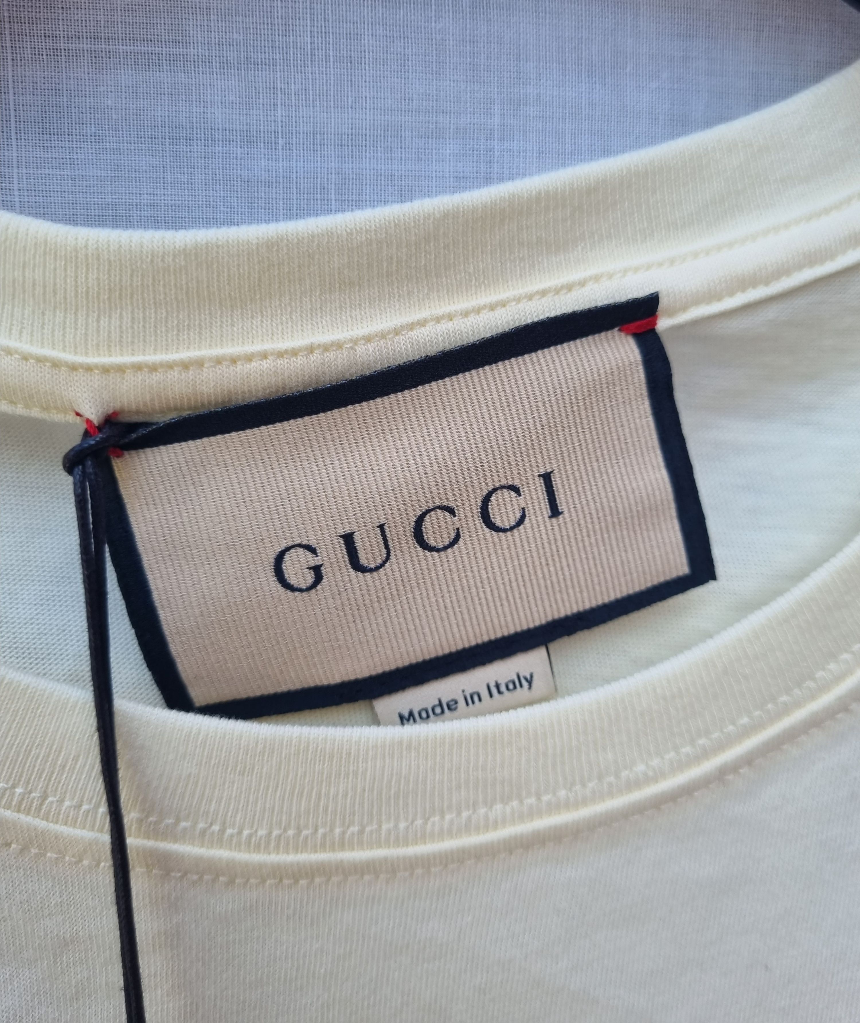 Gucci Ivory cotton jersey Boutique t-shirt Size M SUNKISSED