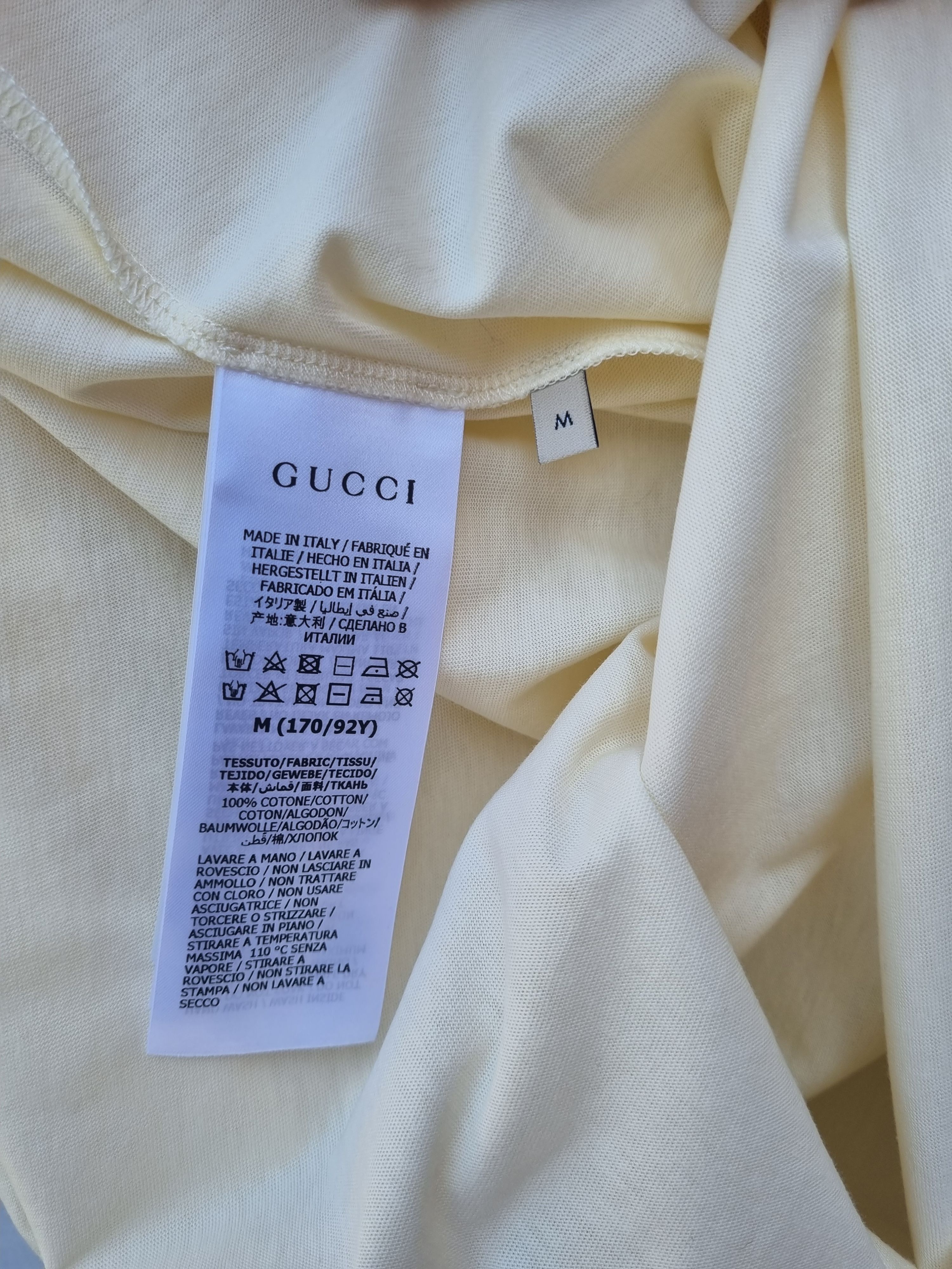 Gucci Ivory cotton jersey Boutique t-shirt Size M SUNKISSED