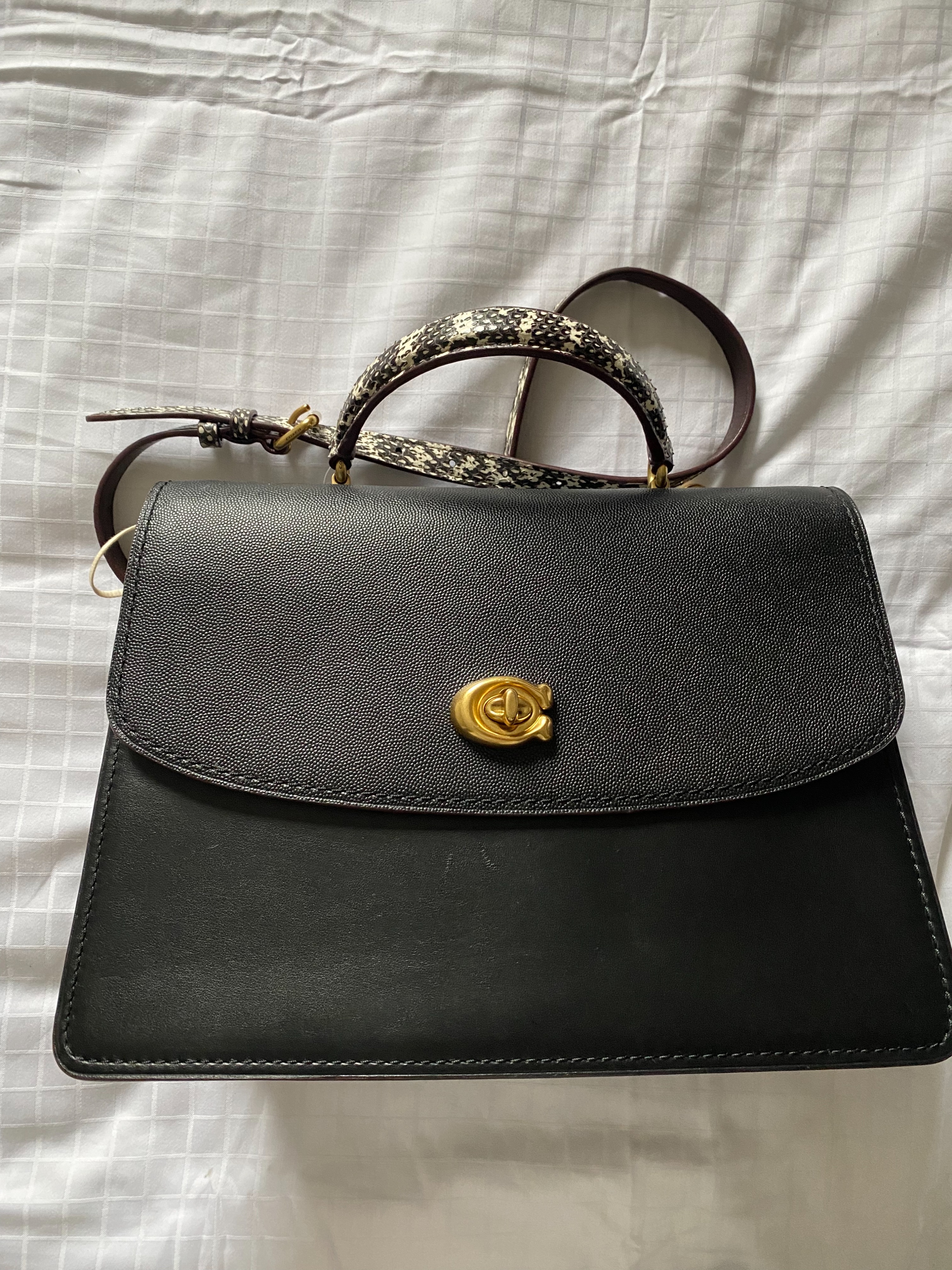 Coach Black Parker Top Handle Bag leather